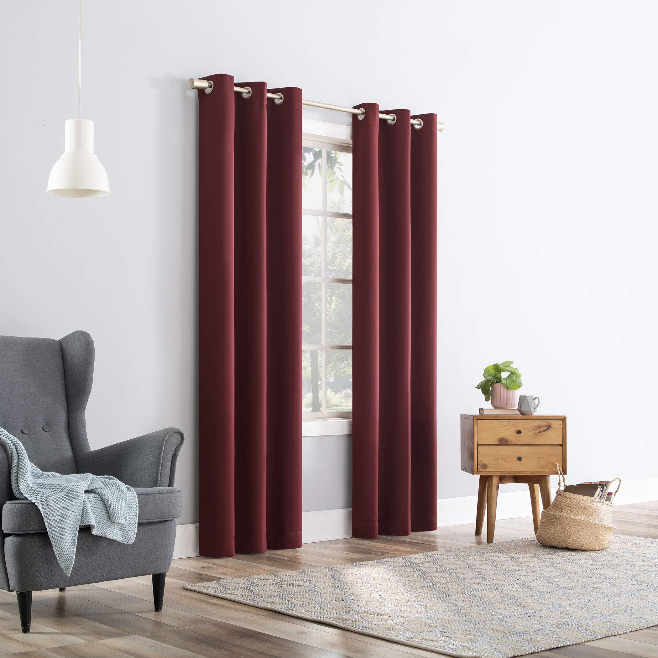 Sun Zero Easton Energy Saving Blackout Grommet Curtain Panel, 40" x 84", Wine Red