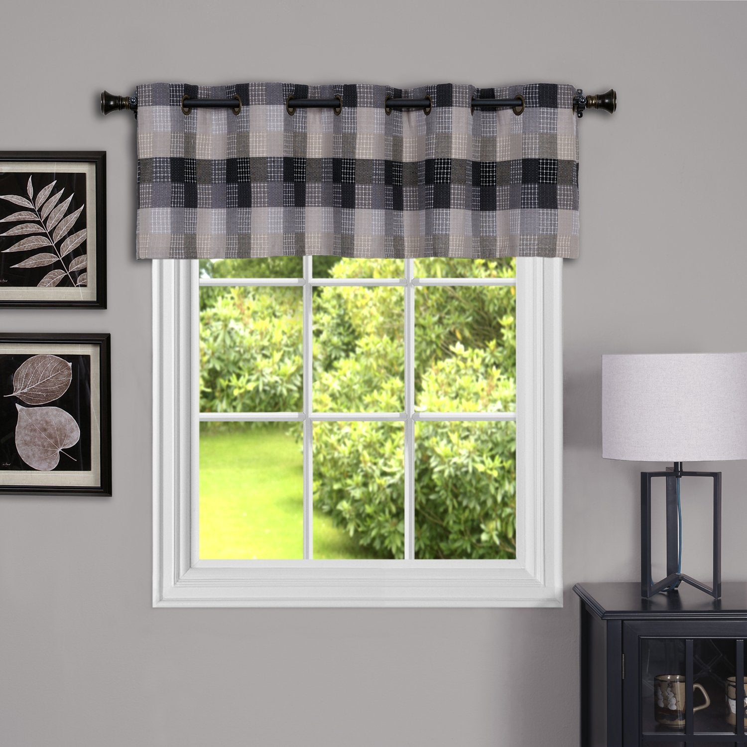 Achim Home Furnishings Harvard - Valance w/10 Sm Grommets - 58 x 14 - Black