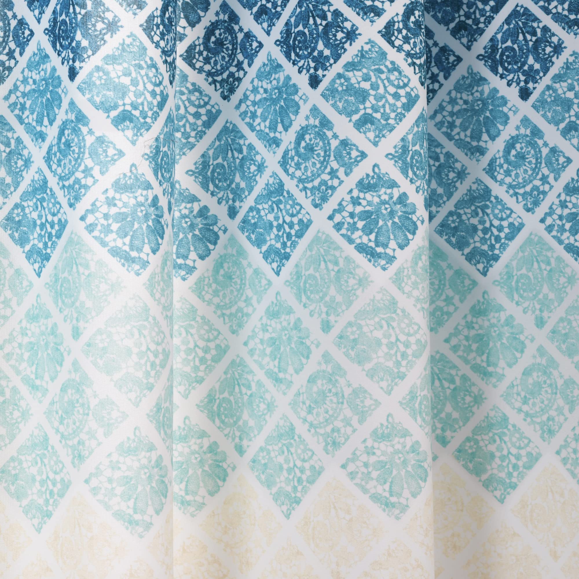 Lush Decor Medallion Ombre Window Curtain Panel Pair, 84" L x 52" W, Blue & Navy