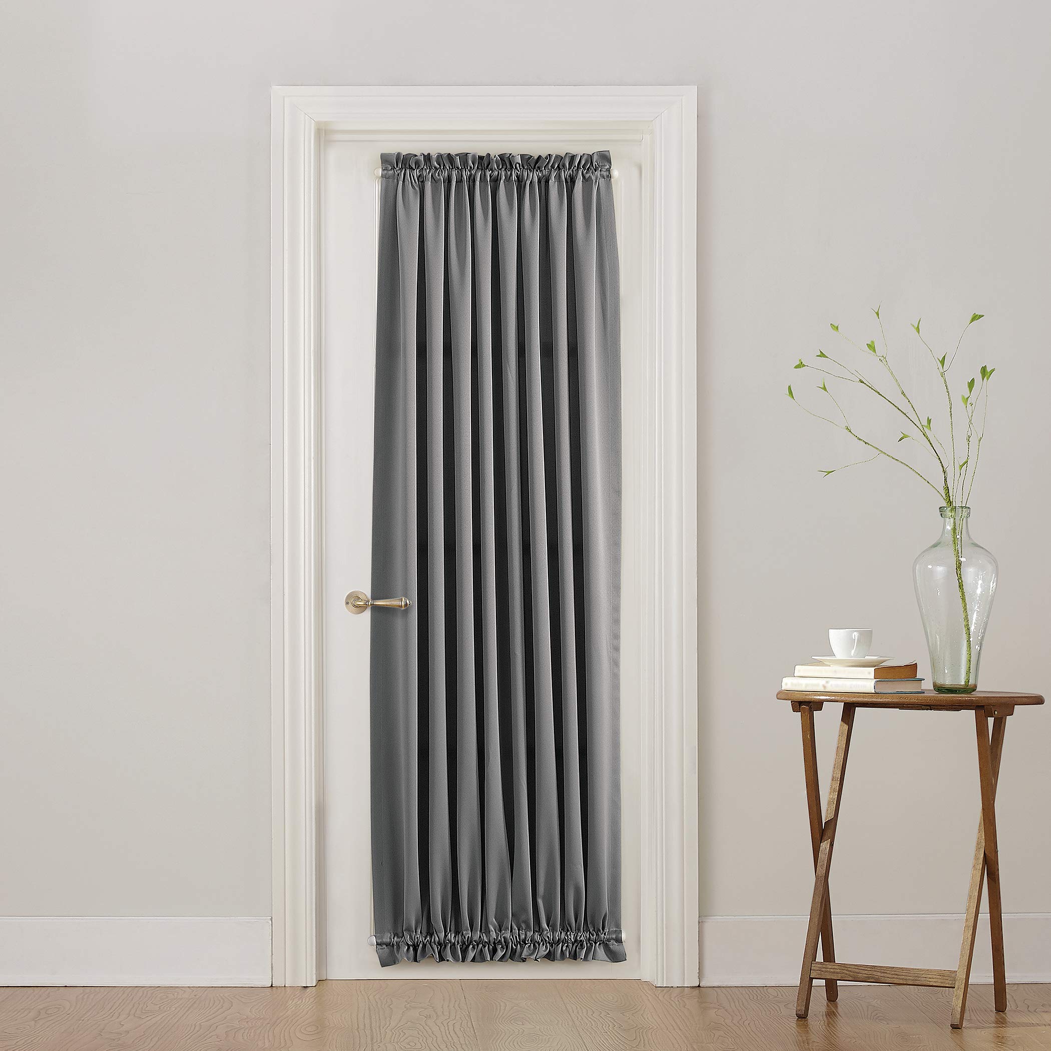 Sun Zero Barrow Energy Efficient Rod Pocket Door Curtain Panel, 54" x 72", Gray