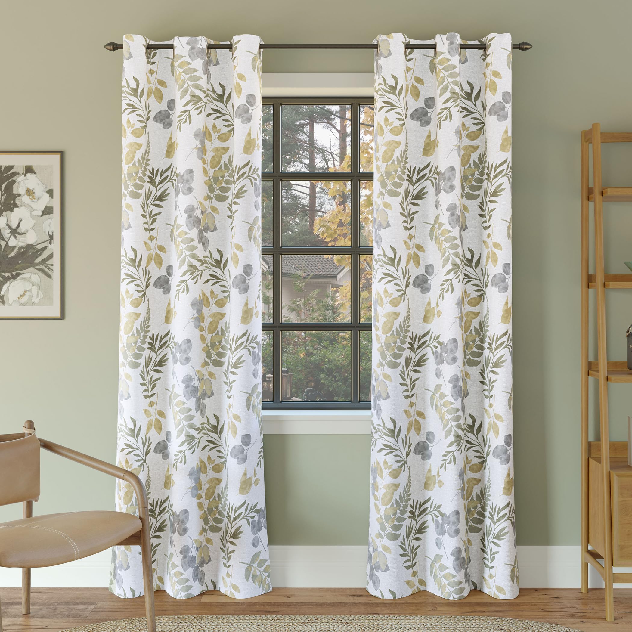 Sun Zero Remi Floral Leaf Print Blackout Grommet Curtain Panel, 40" x 84", Multi