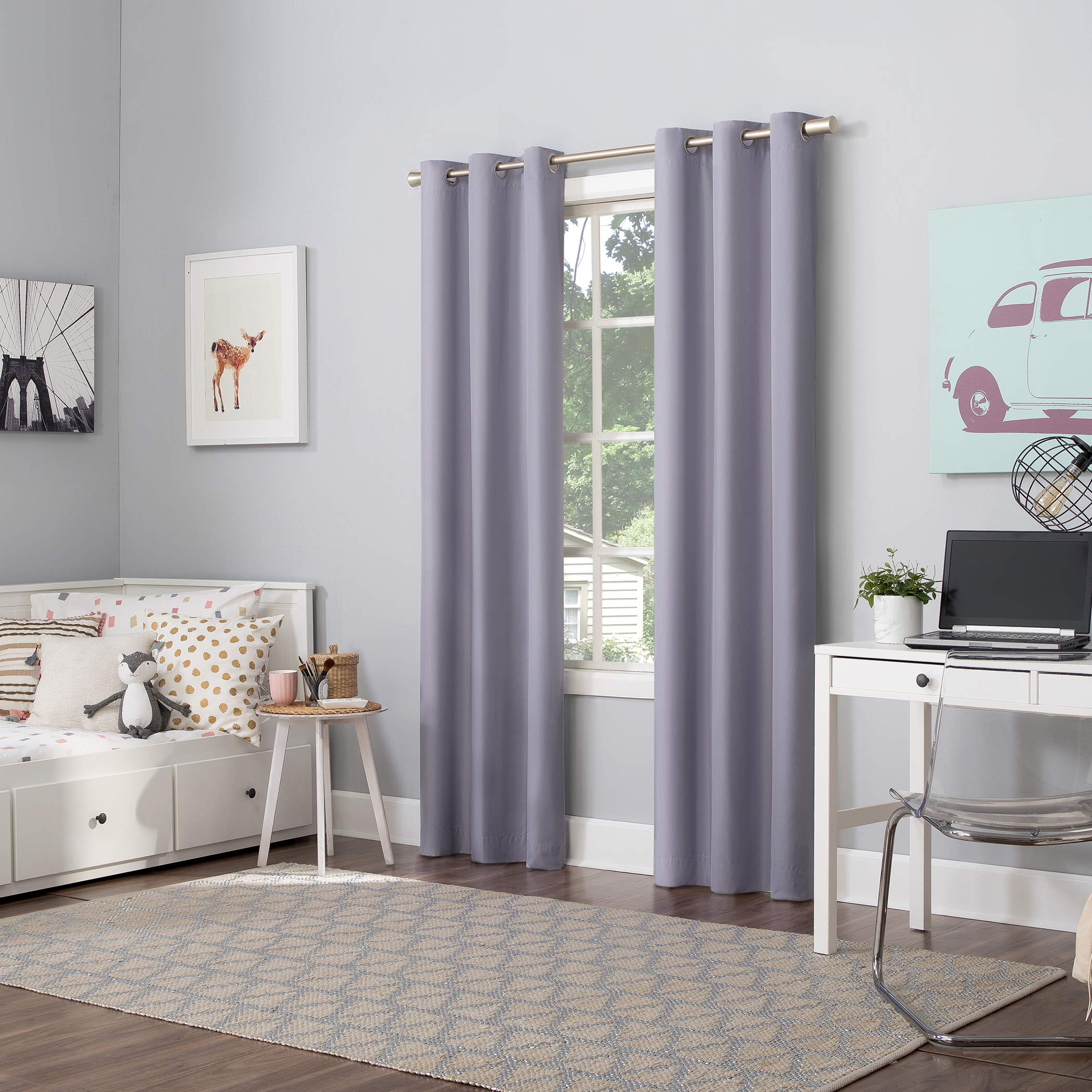Sun Zero Halton Bright Vibes Total Blackout Grommet Curtain Panel, 40" x 84", Lavender