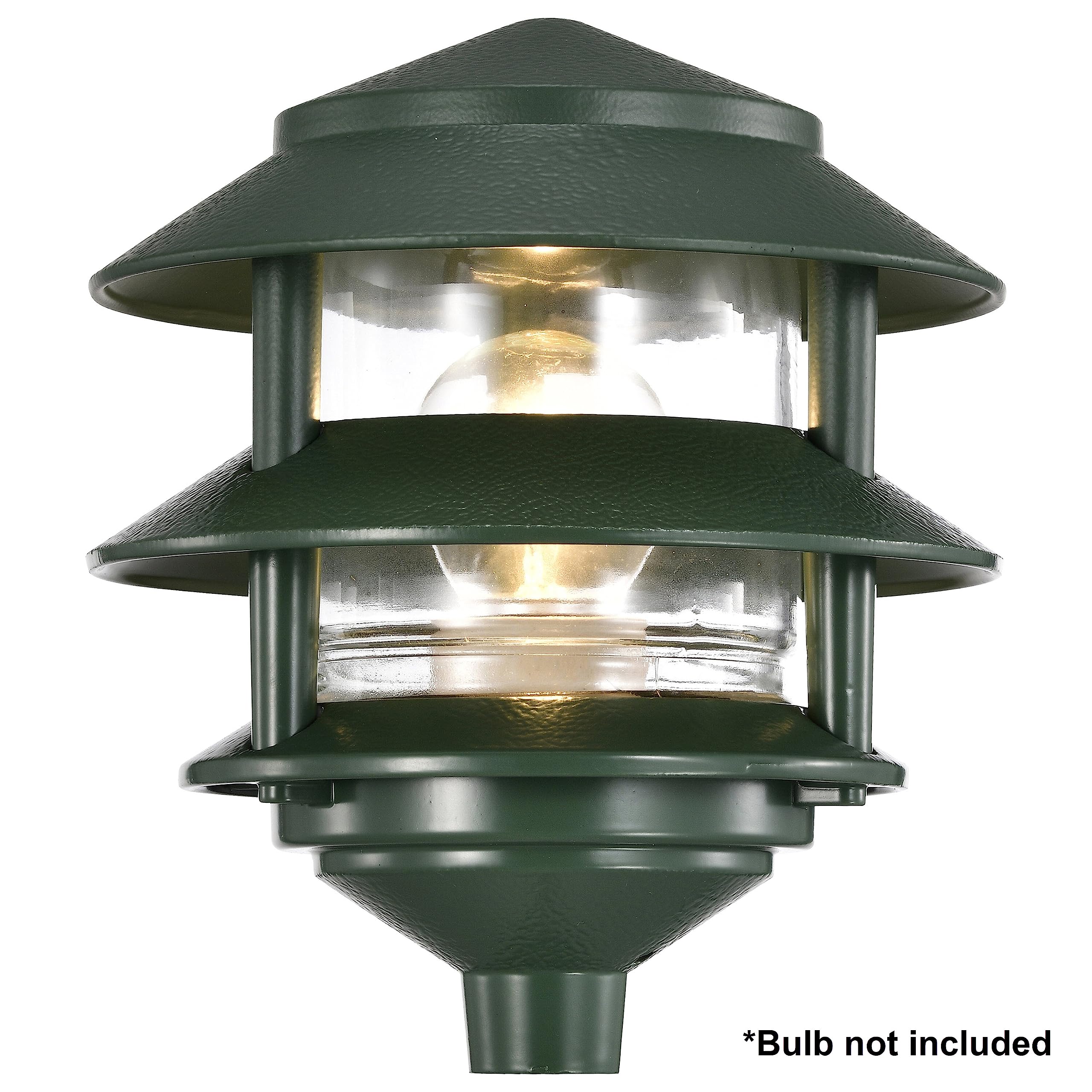 Nuvo SF77/323 One 2 Louver Hood Outdoor Pagoda Landscape Pathway Light, 2 Tier-Small, Green