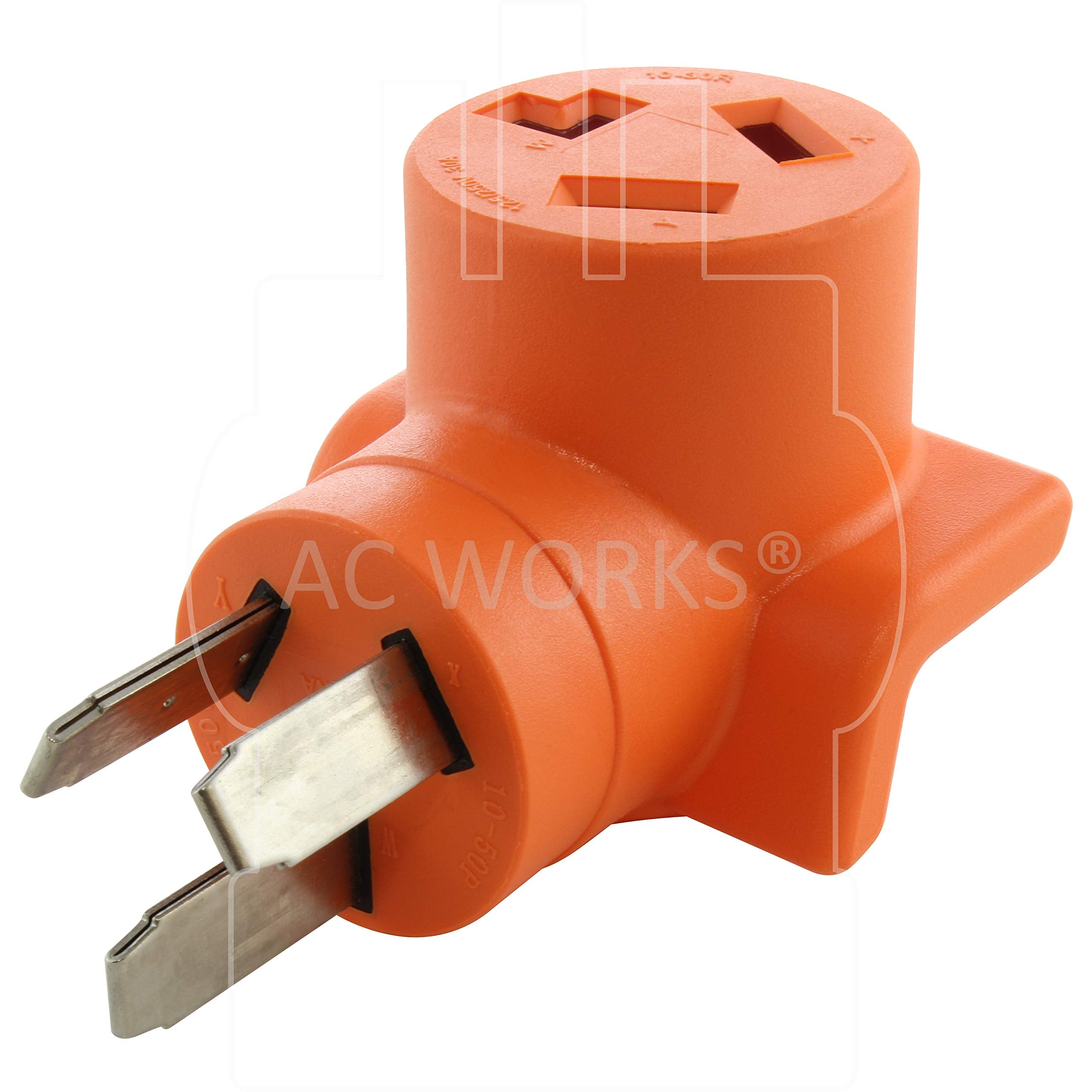 AC WORKS 10-50P 50-Amp 3-Prong Old Style Dryer/Range Plug to 10-30R 3-Prong Dryer Outlet (Compact)