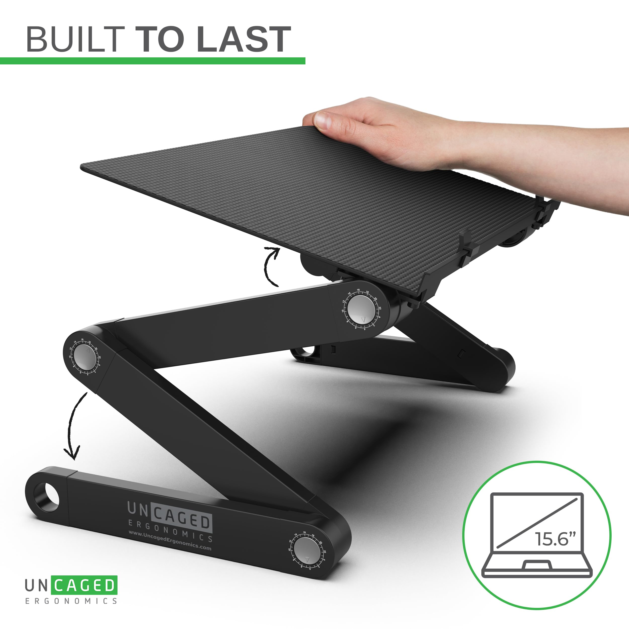 WorkEZ Professional Laptop Riser for Desk - Adjustable Laptop Desk for Bed Computer lap desk for laptop ergonomic laptop stand for bed laptop holder desk laptop cooling stand bed desk for laptop black