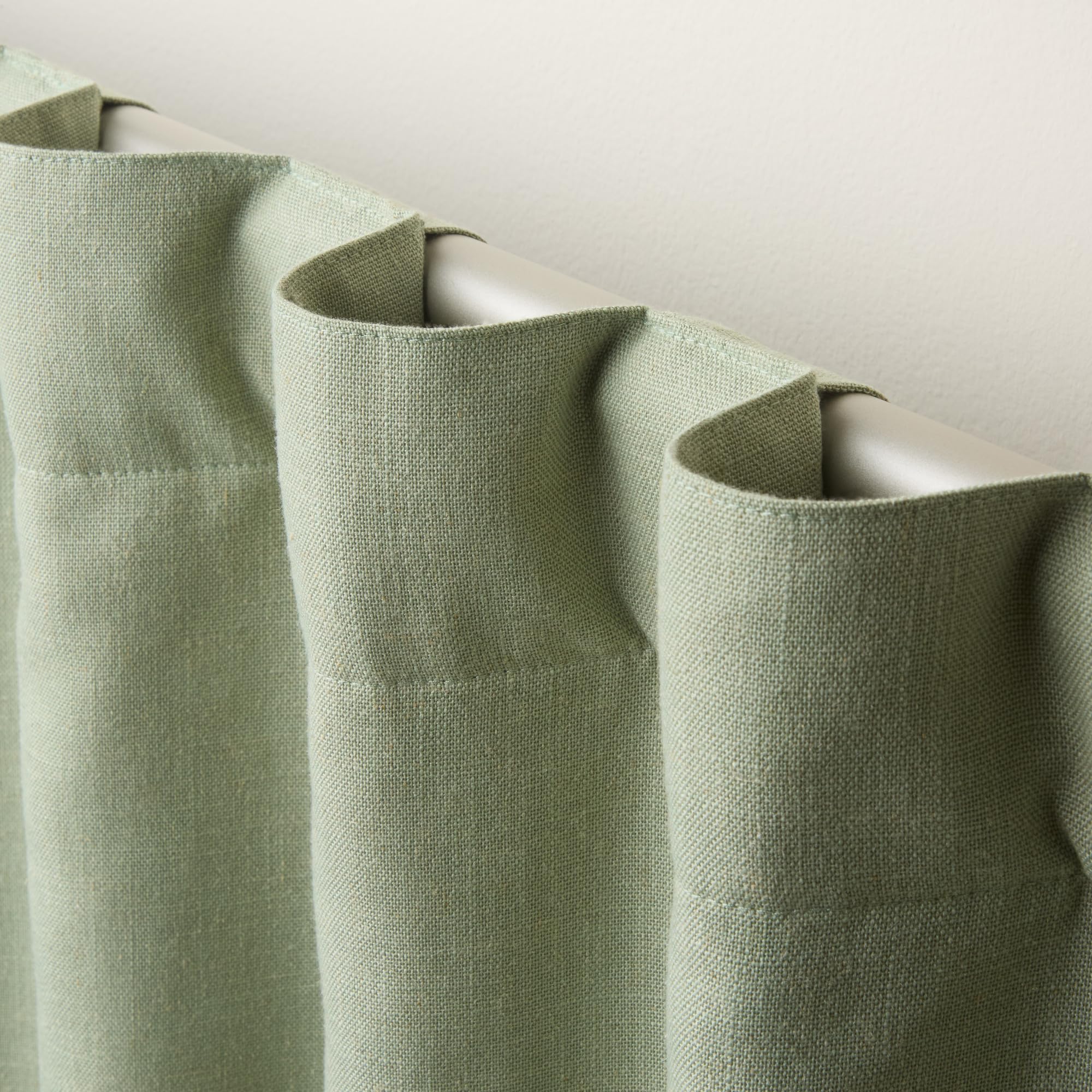 Town & Country Luxe Davos Solid Linen Texture Indoor Curtains, 100% Blackout with Energy Efficient Lining, Back Tab/Rod Pocket Top, 2-Pack Set, Sage Green, 50"x96"