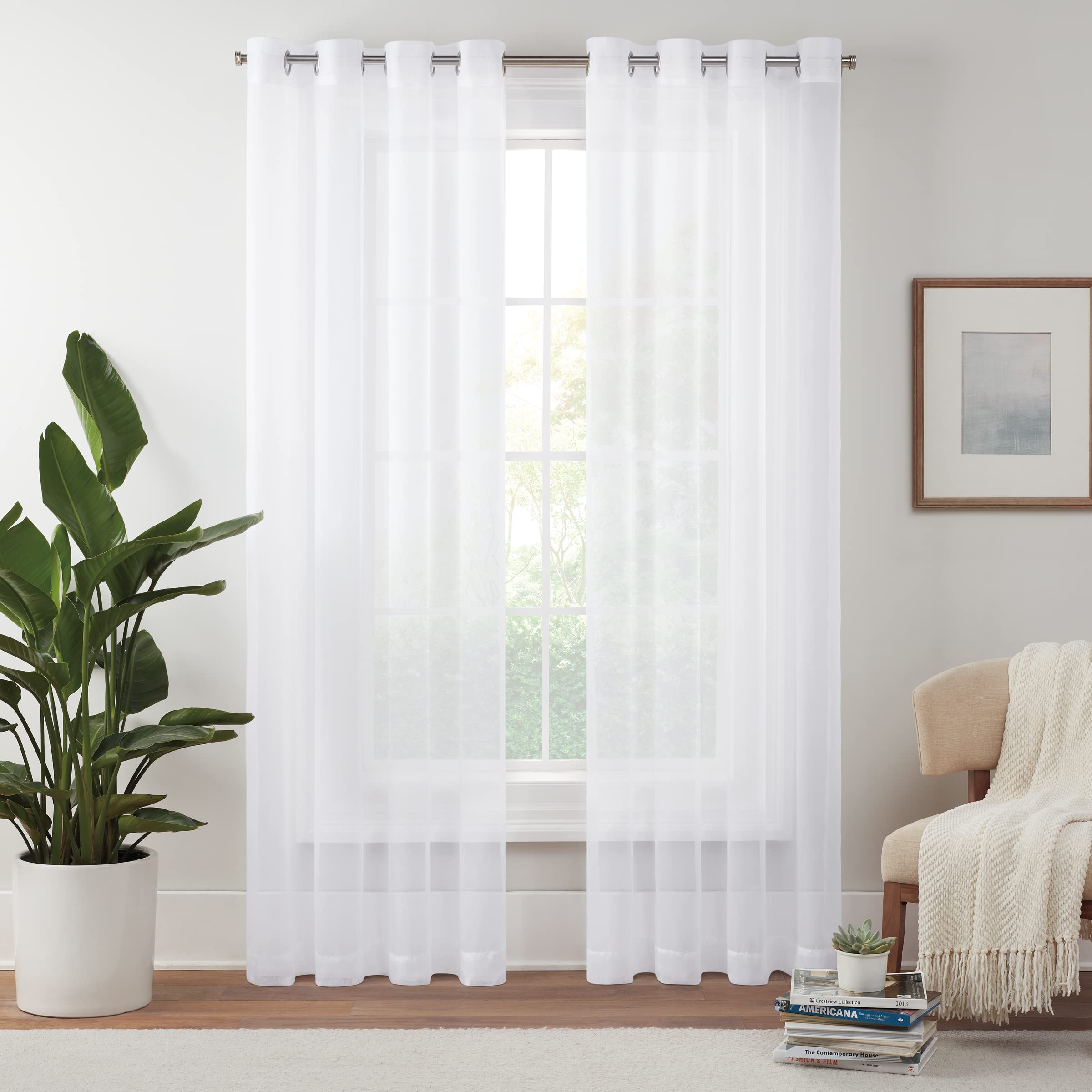 Eclipse Livia Sheer Rod Grommet 54 x 84 Curtain Panel in White