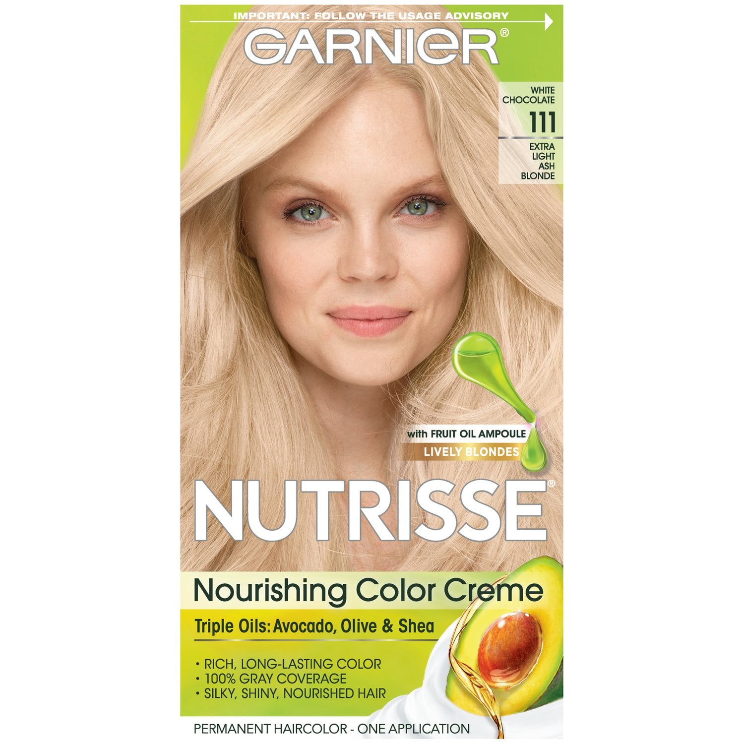 Garnier Nutrisse Nourishing Hair Color Creme, 111 Extra-Light Ash Blonde (White Chocolate) (Packaging May Vary)