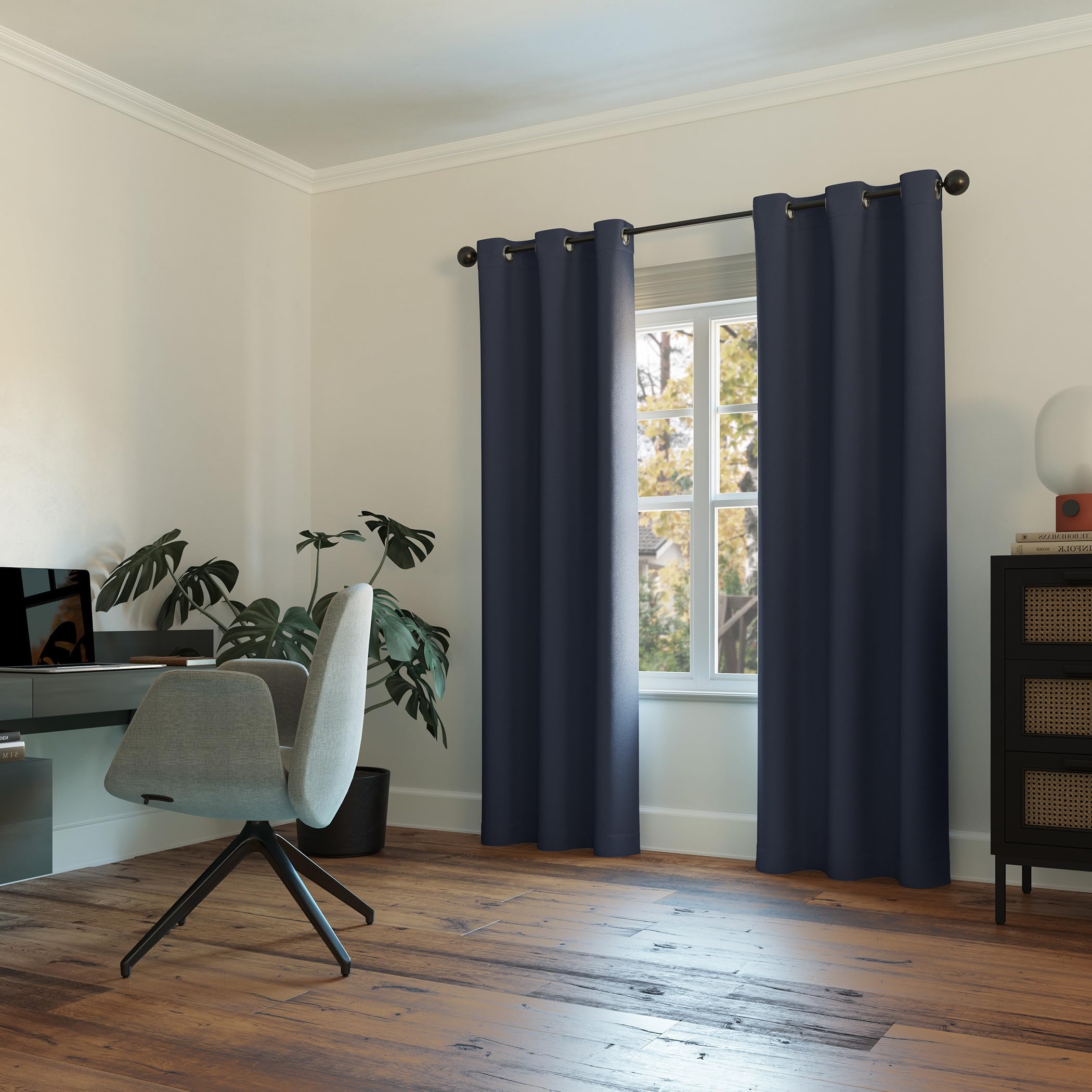 Sun Zero Easton Energy Saving Blackout Grommet Curtain Panel, 84.00" x 40.00", Navy Blue