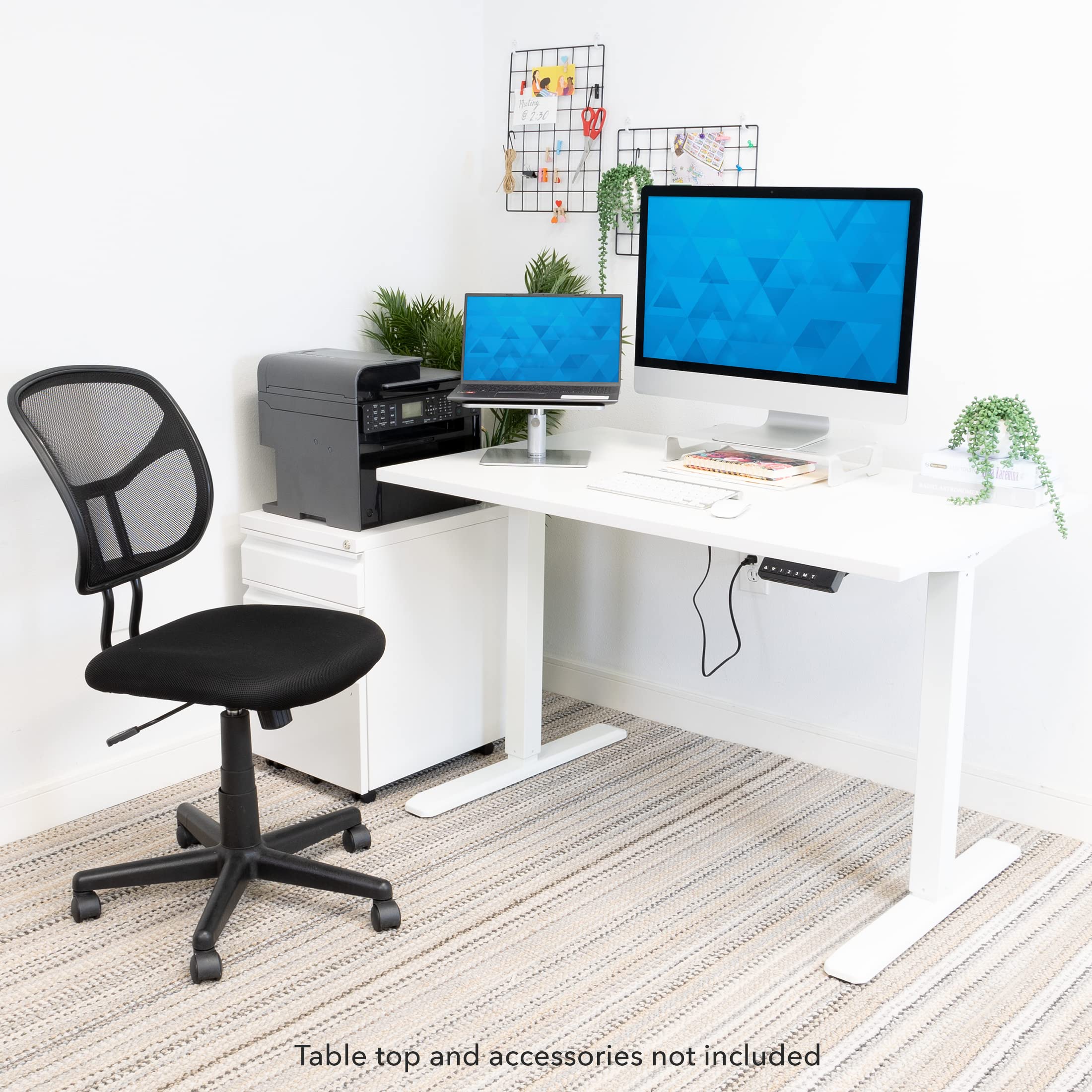 Mount-It! Electric Standing Desk Frame | Height Adjustable Motorized Sit Stand Desk Base with Controller | Single Motor Stand Up Ergonomic Workstation | Steel Legs | White