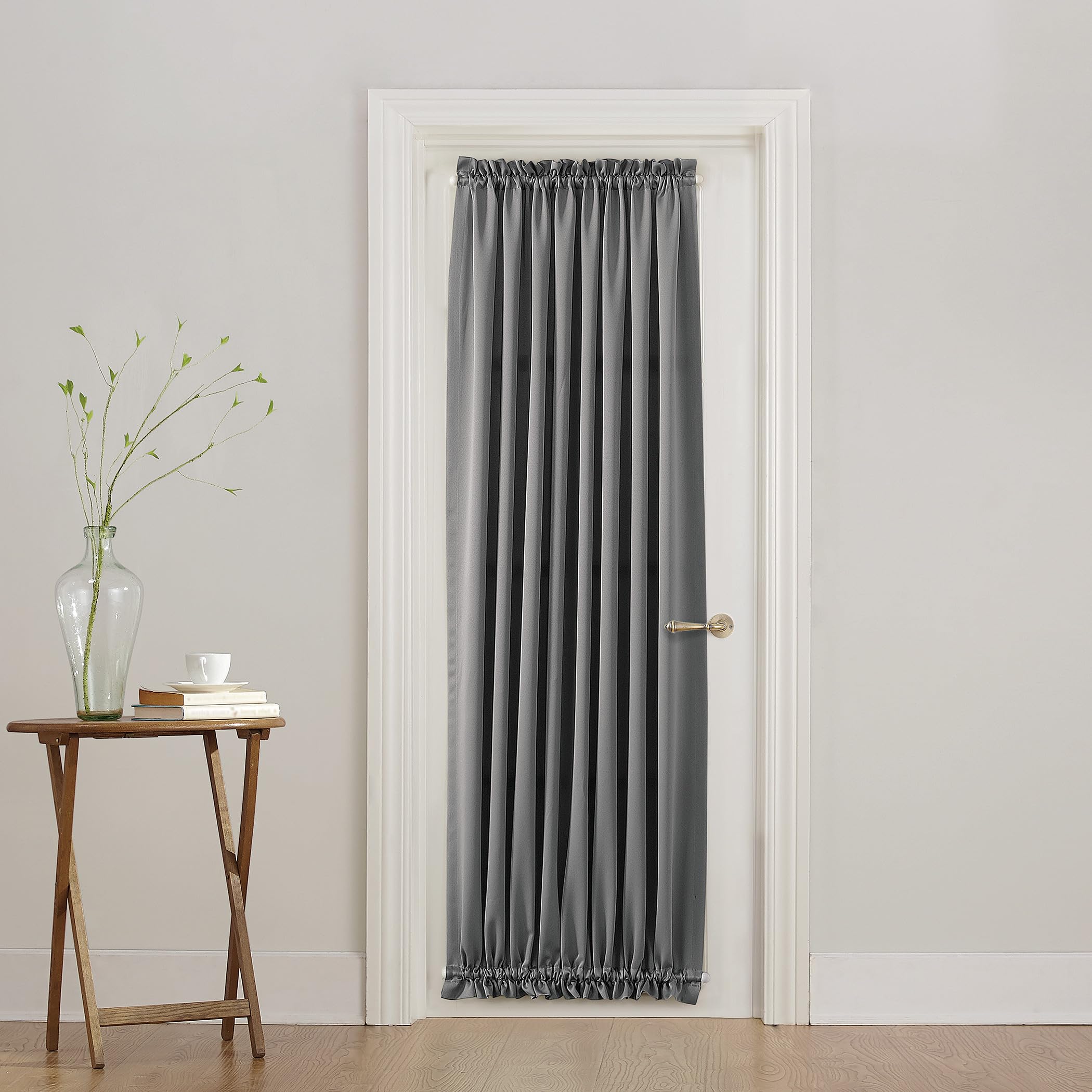 Sun Zero Barrow Energy Efficient Rod Pocket Door Curtain Panel, 54" x 72", Gray