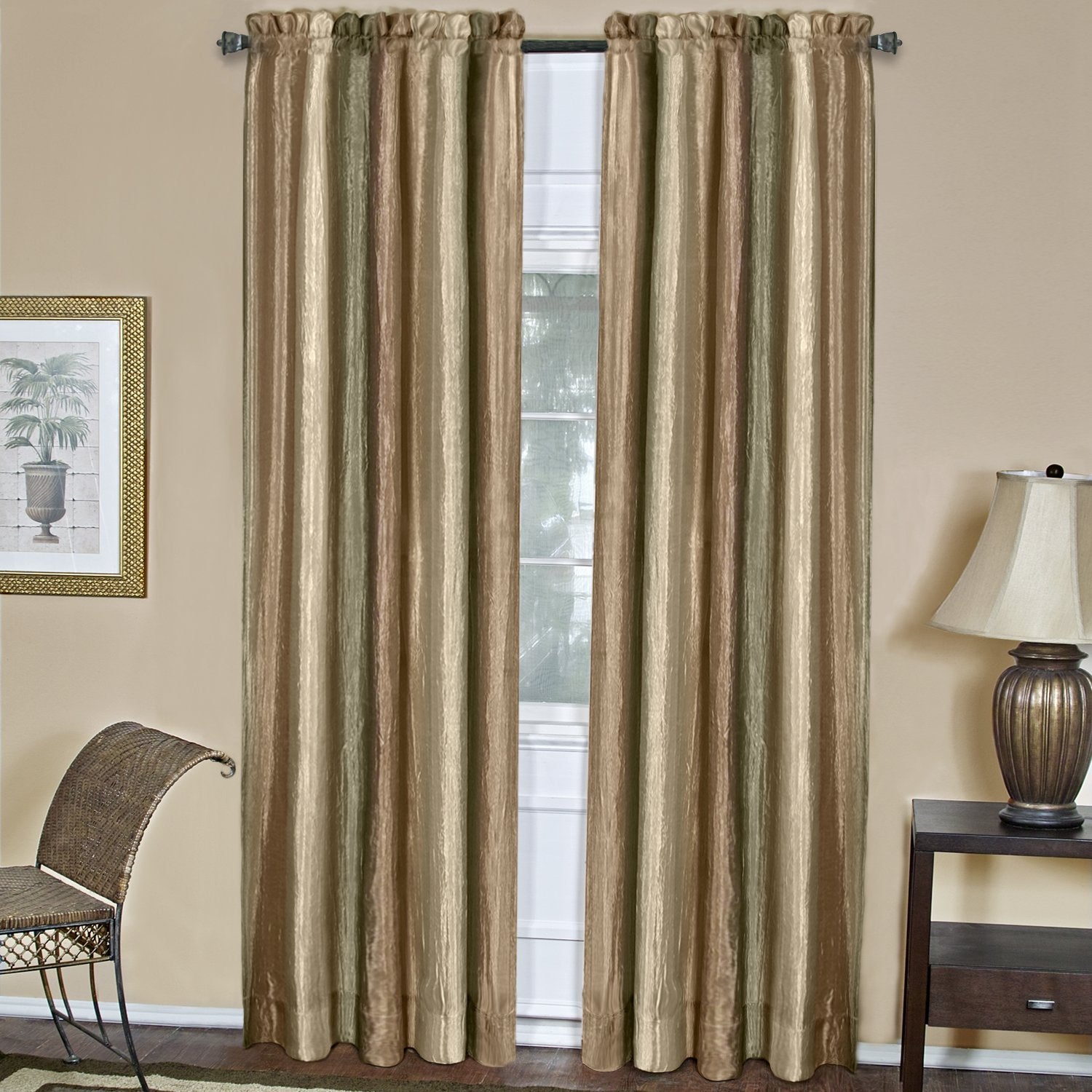 Ombre Panel Room Darkening Window Curtain - 63 Inch Length, 50 Inch Width - Earth- Light Filtering Soft Polyester Drapes for Bedroom Living & Dining Room by Achim Home Decor