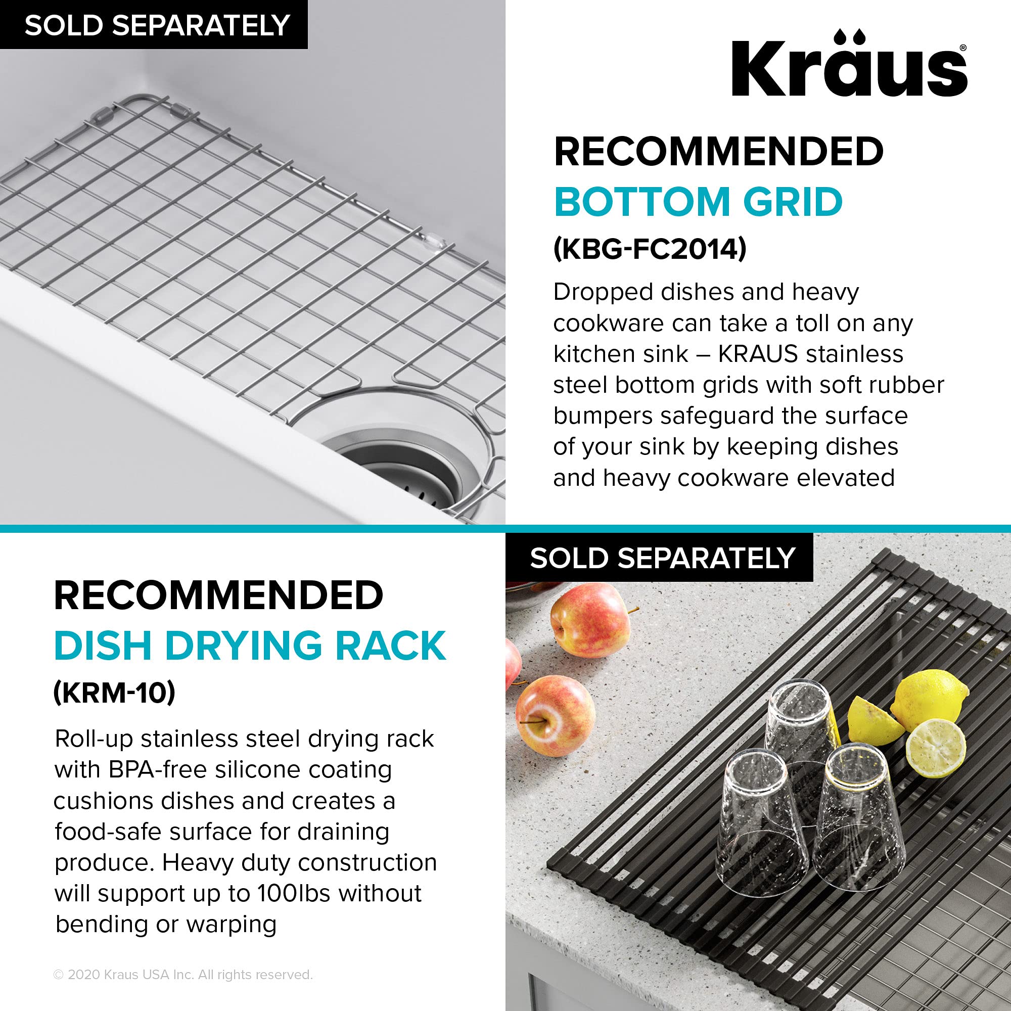 KRAUS Turino Fireclay Workstation Drop-In / Undermount Single Bowl Kitchen Sink/ with Thick Mounting Deck