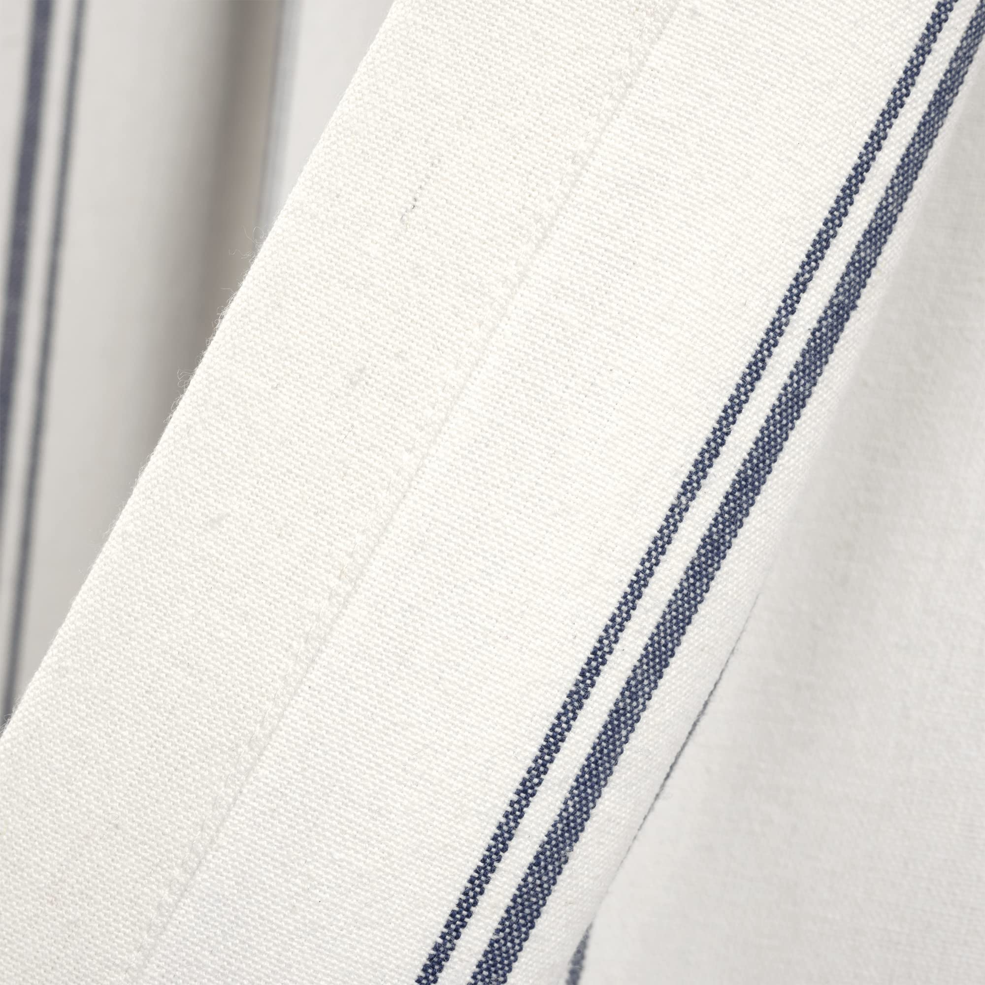 Lush Decor Farmhouse Stripe Yarn Dyed Recycled Cotton Window Curtain Valance, 18" L x 52" W, Navy - Classic Modern Rustic Charm - Eco Friendly Cotton Fabric