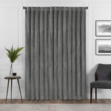 Eclipse Harper Velvet Rod Pocket Curtains for Bedroom, Single Panel, 50 in x 63 in, Charcoal