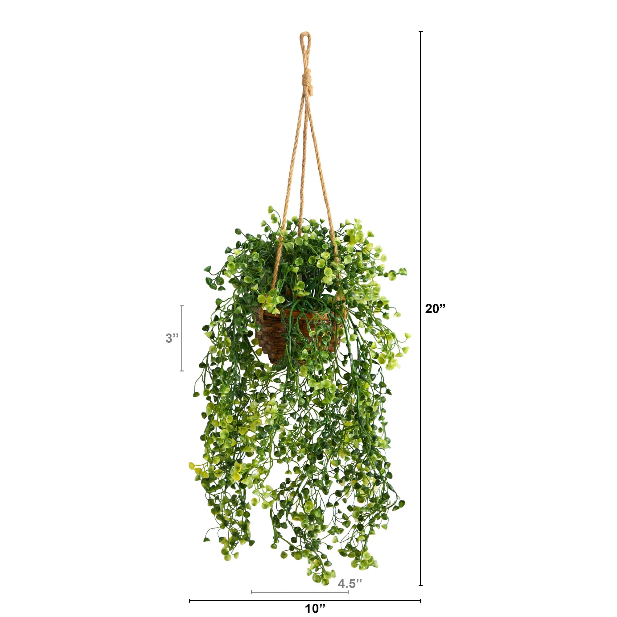 20in. Baby Tear Artificial Plant in Hanging Basket