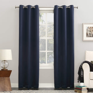 Sun Zero Easton Energy Saving Blackout Grommet Curtain Panel, 40" x 84", Navy Blue