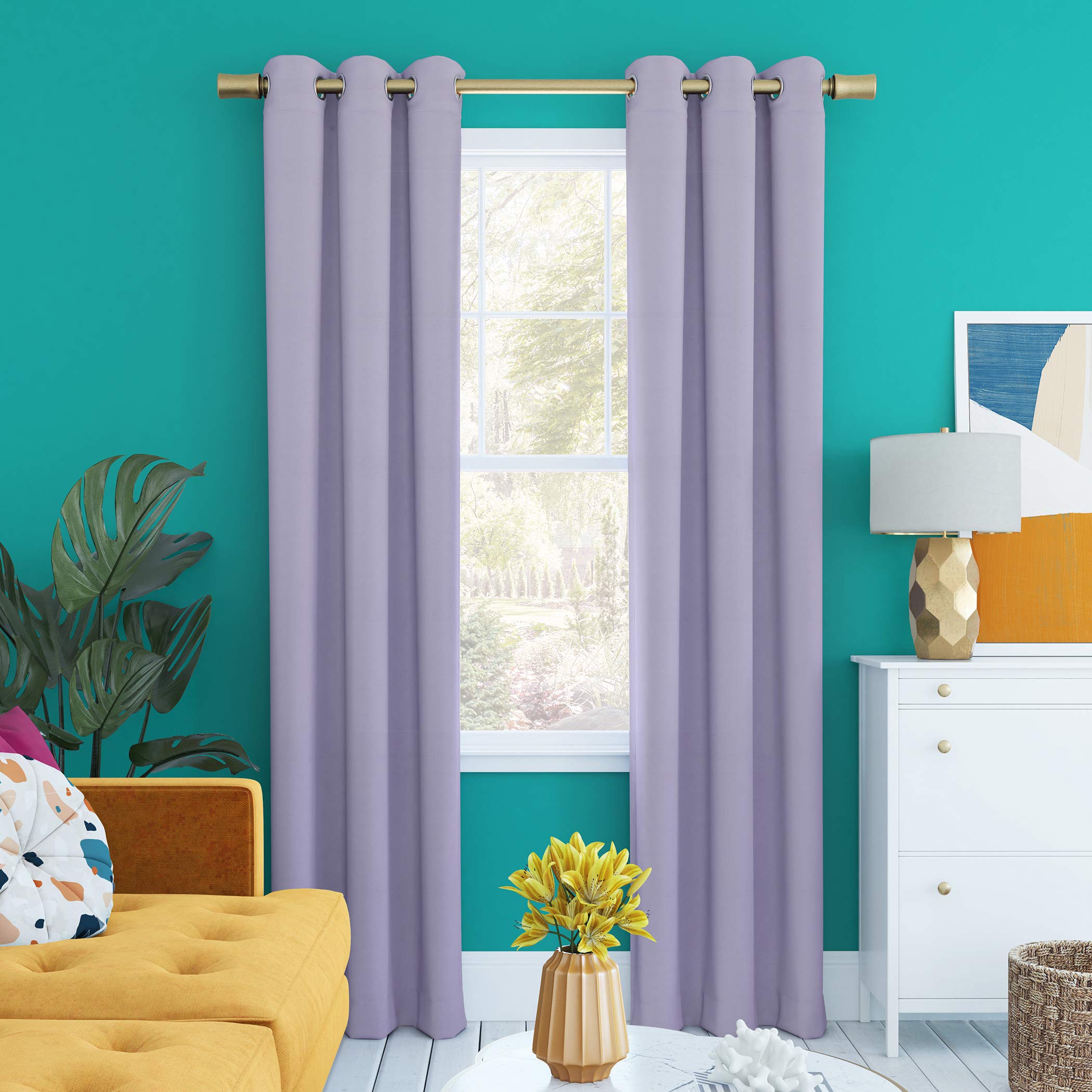 Sun Zero Halton Bright Vibes Total Blackout Grommet Curtain Panel, 40" x 84", Lavender