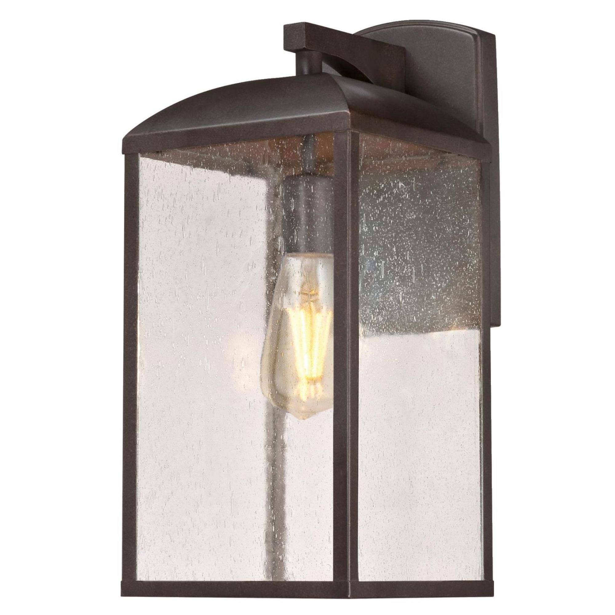 Westinghouse Lighting 6374200 Piazza One-Light Outdoor Wall Lantern, Victorian Bronze Finish with Clear Seeded Glass Porch Light, Brown