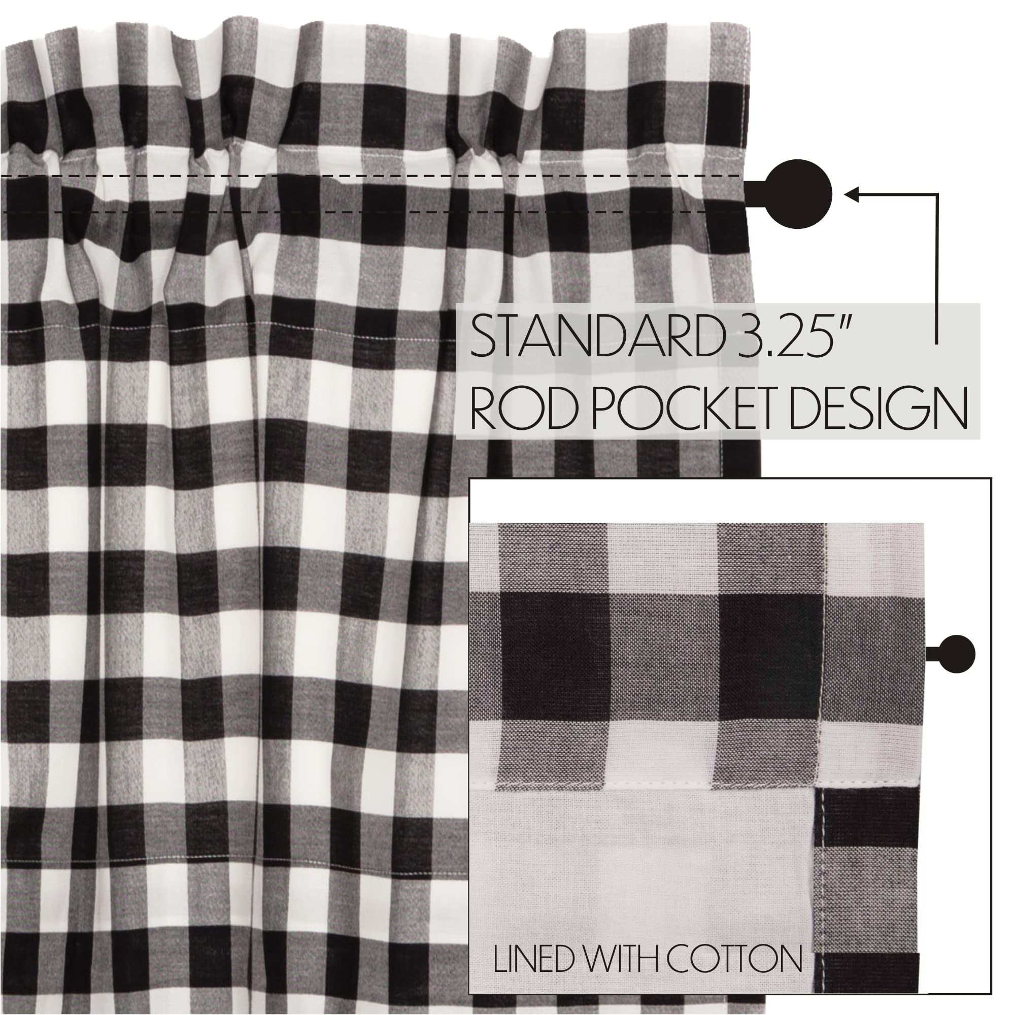 VHC Brands Annie Buffalo Portabella Brown Check Farmhouse Tier Curtain Set 24x36