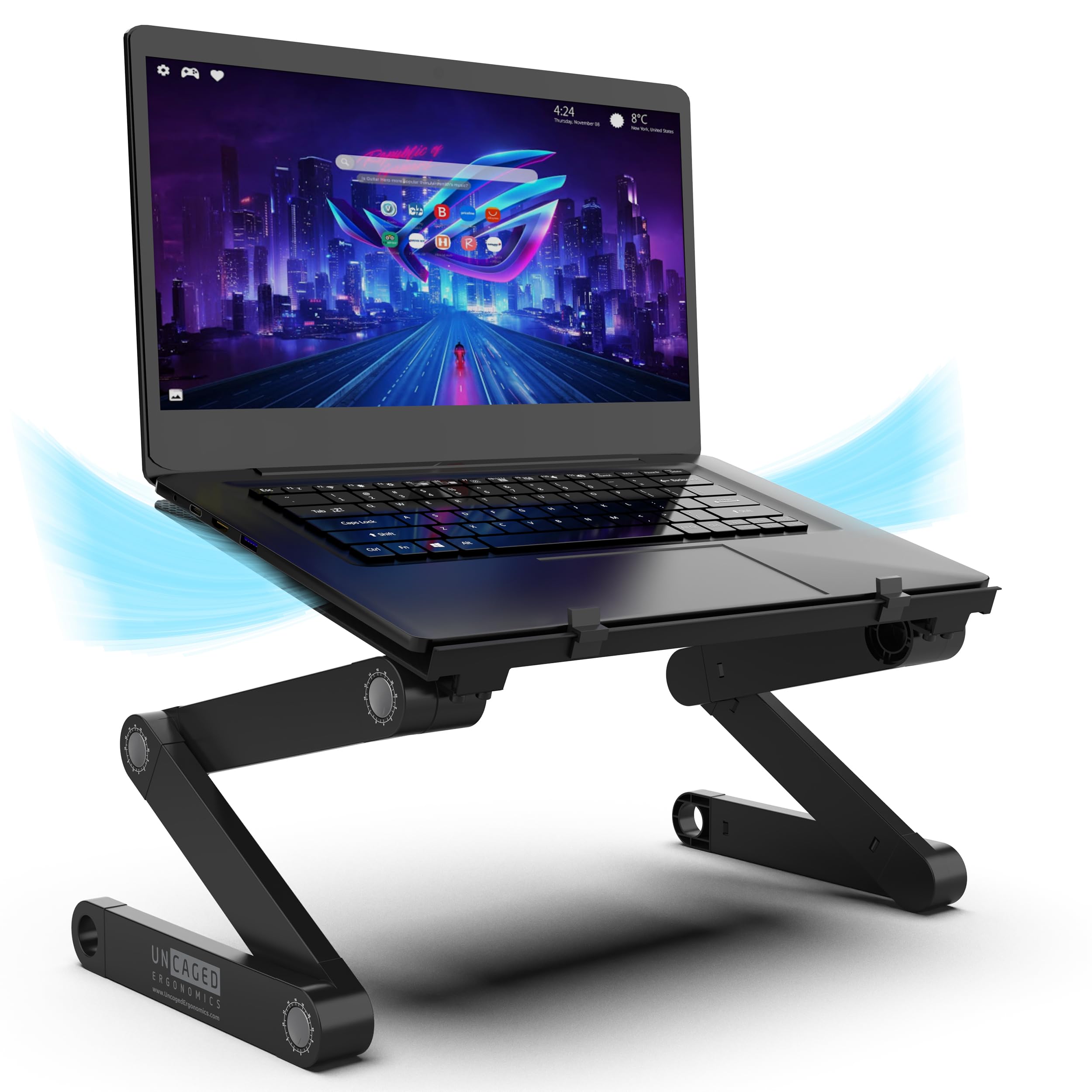 WorkEZ Professional Laptop Riser for Desk - Adjustable Laptop Desk for Bed Computer lap desk for laptop ergonomic laptop stand for bed laptop holder desk laptop cooling stand bed desk for laptop black