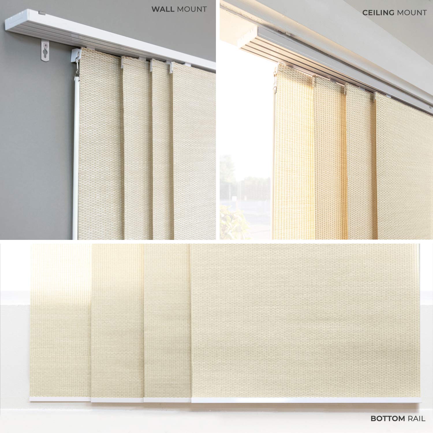 CHICOLOGY Vertical Blinds, Room Divider, Door Blinds,Blinds for Sliding Glass Doors, Temporary Wall, Closet Curtain, Room Door, Woven Beige (Natural Woven) W:46-86 x H:Up-to 96 inches