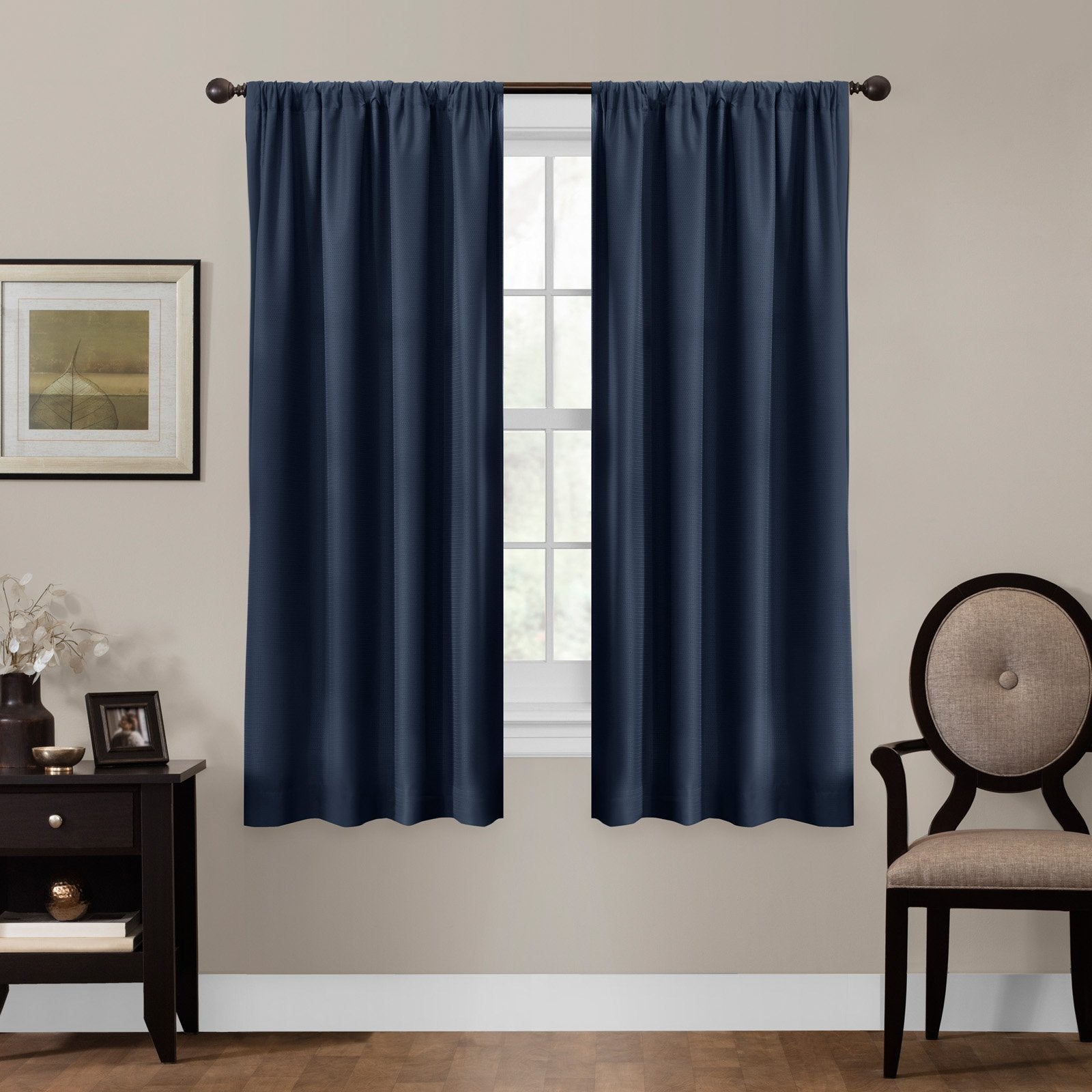 Maytex Smart Curtains Julius 100 Percent Blackout Window Panel, 50 inches x 63 inches, Navy