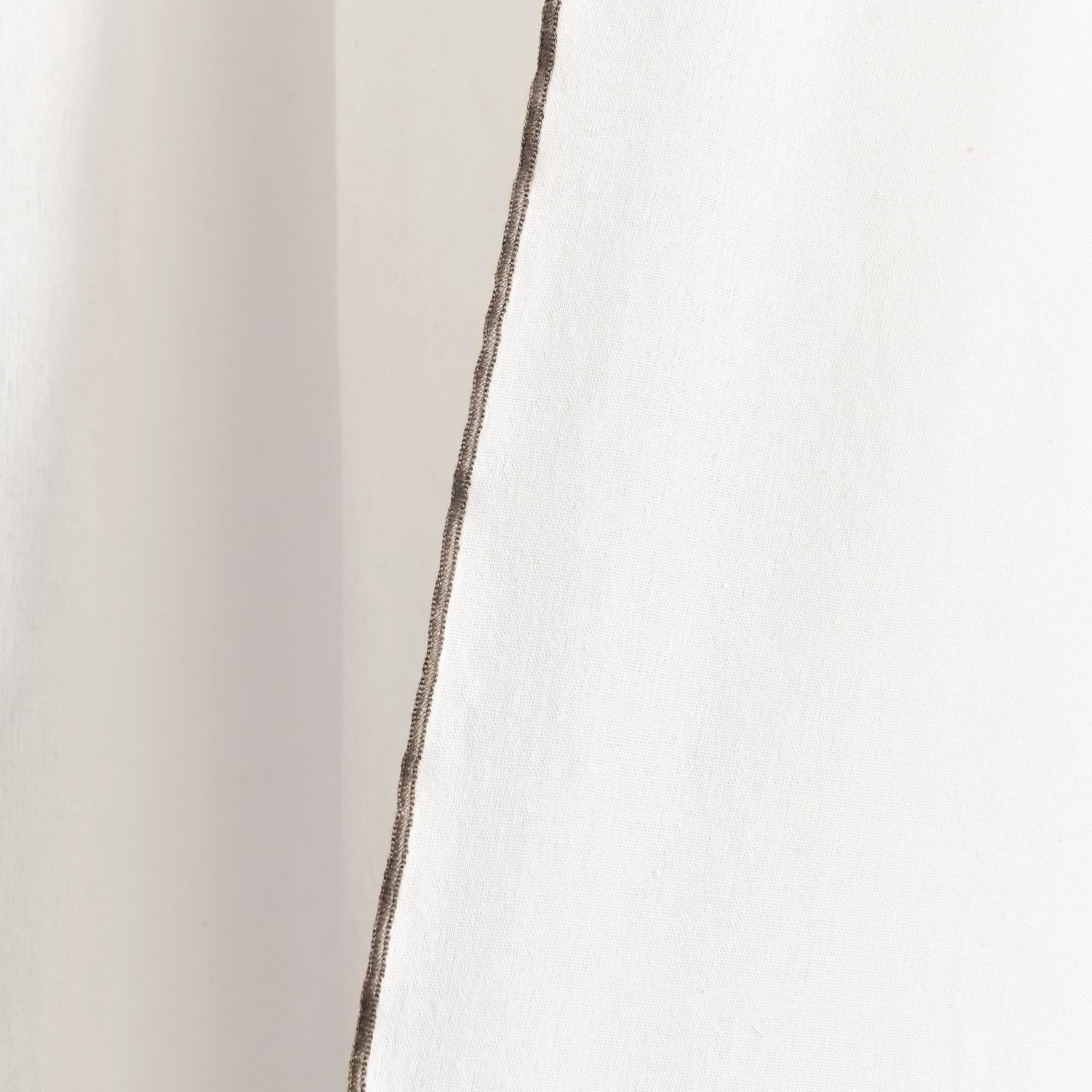 Lush Decor Modern Faux Linen Embroidered Edge with Attached Valance Window Curtain Panels Pair 52" W x 84" L Linen - Linen Curtains for Living Room