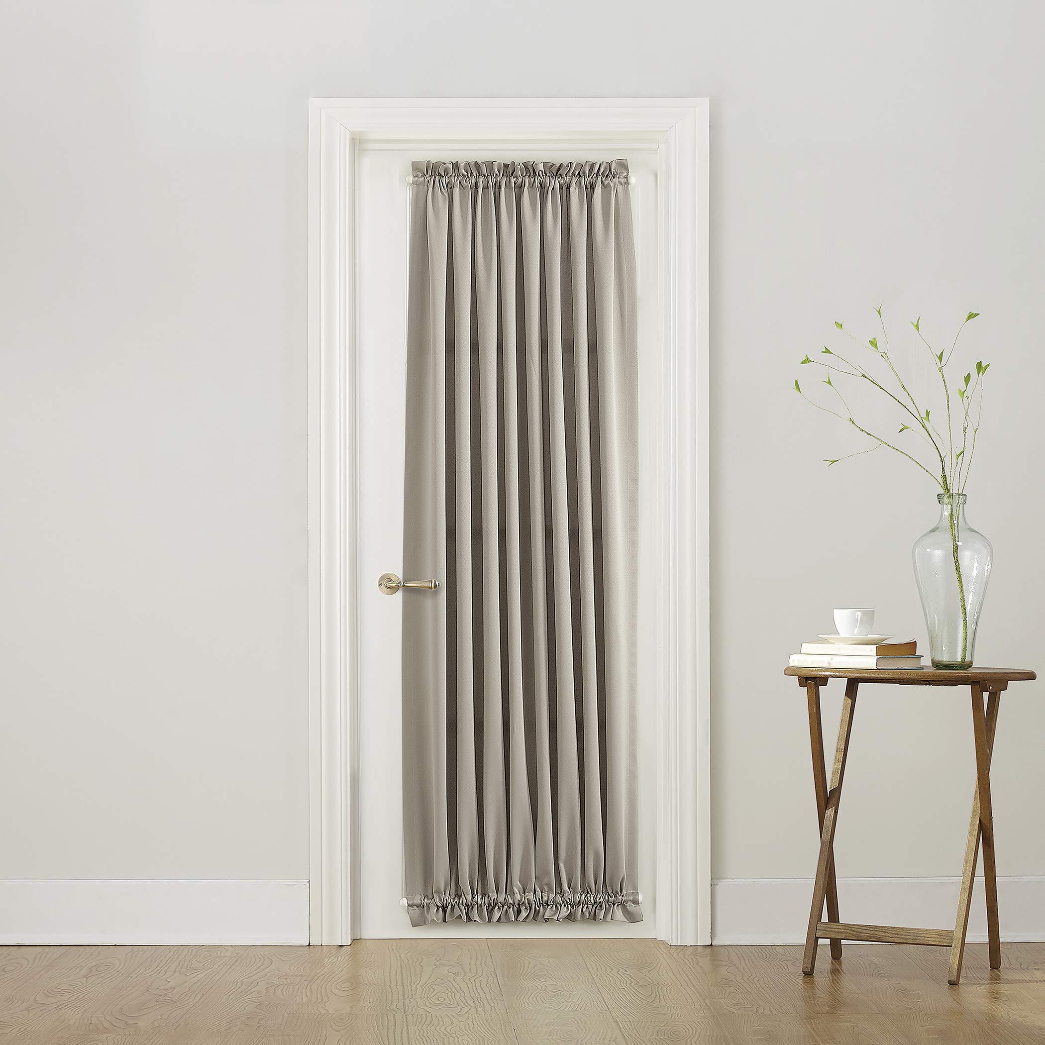 Sun Zero Barrow Energy Efficient Rod Pocket Door Curtain Panel, 54" x 72", Stone