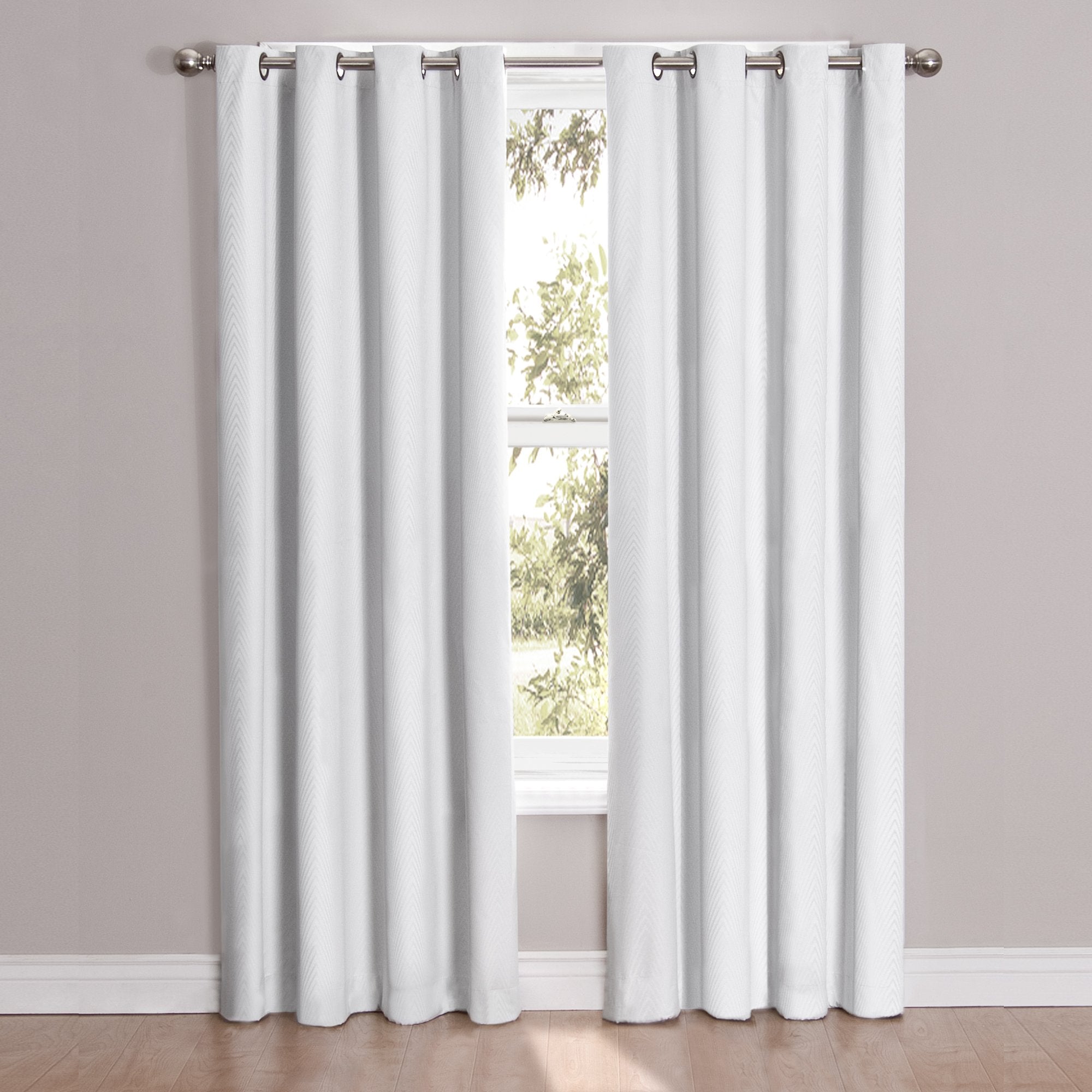 Eclipse Cassidy Thermal Insulated Single Panel Grommet Top Darkening Curtains for Living Room, 52 in x 84 in, White