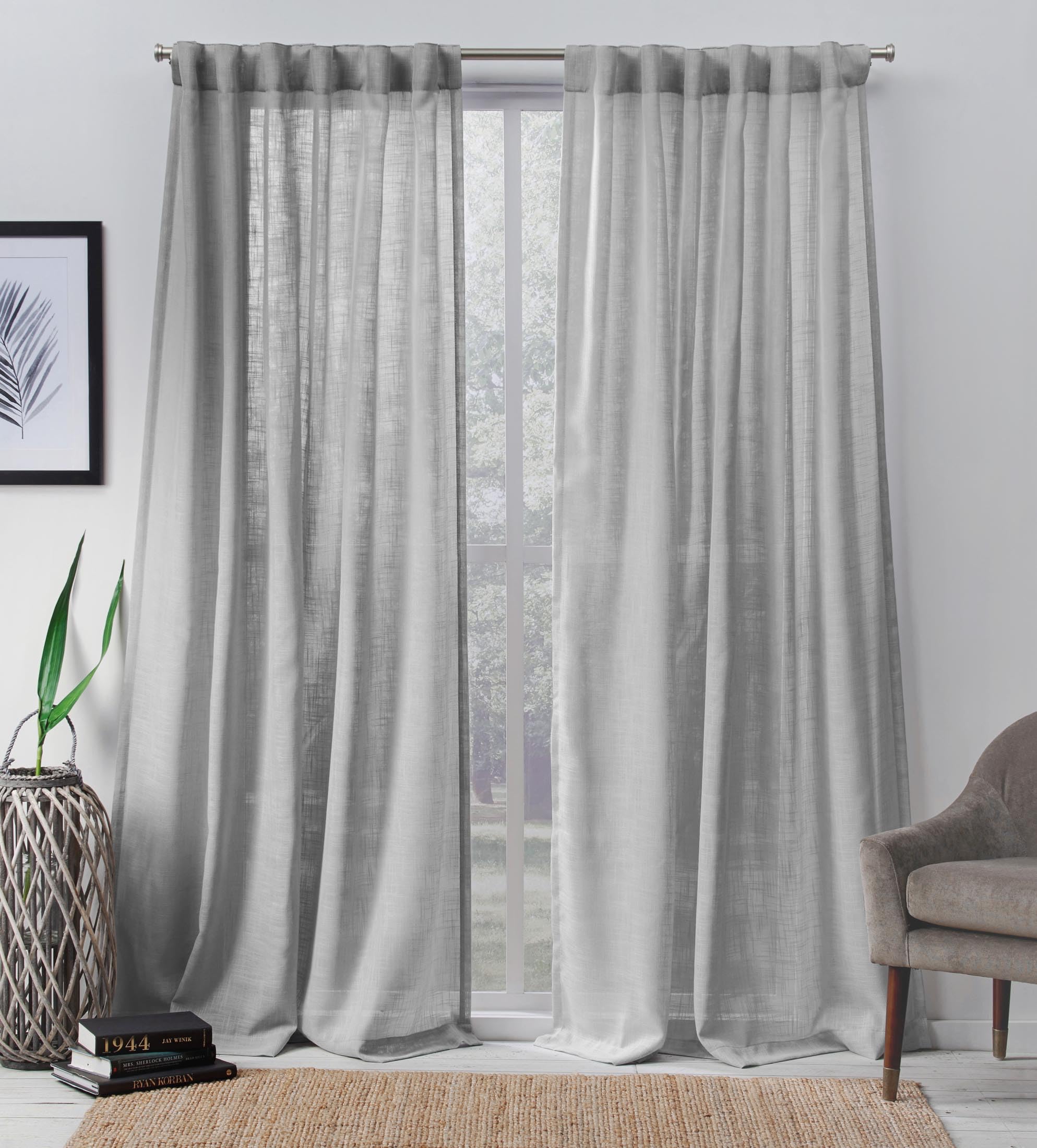 Exclusive Home Curtains Bella Window Curtain Panel Pair with Hidden Tab Top, 54x96, Silver, 2 Piece