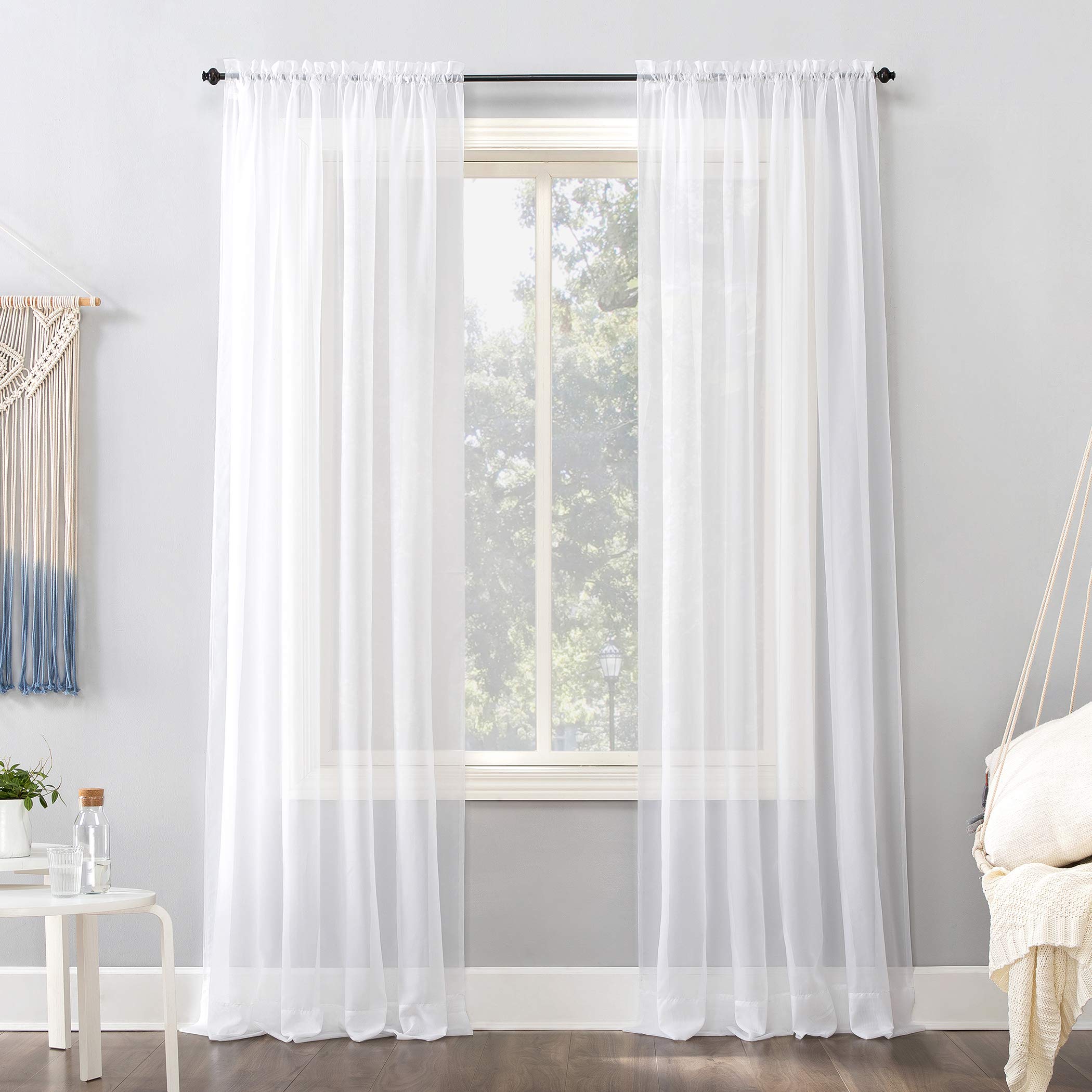 No. 918 Emily Sheer Voile Rod Pocket Curtain Panel, 59" x 120", White