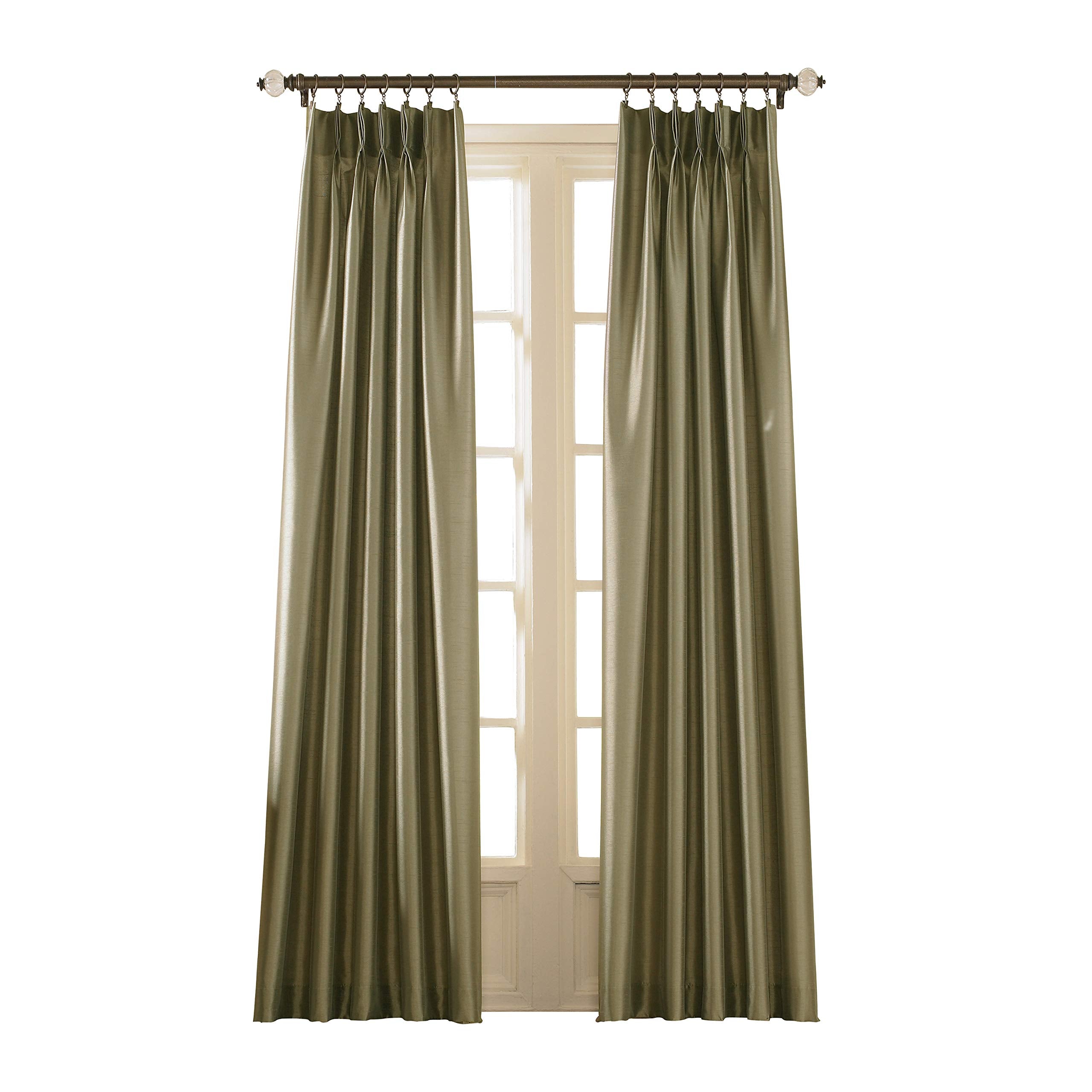Curtainworks Marquee Faux Silk Pinch Pleat Curtain Panel, 30 by 95", Bronze,1Q80000ABZ