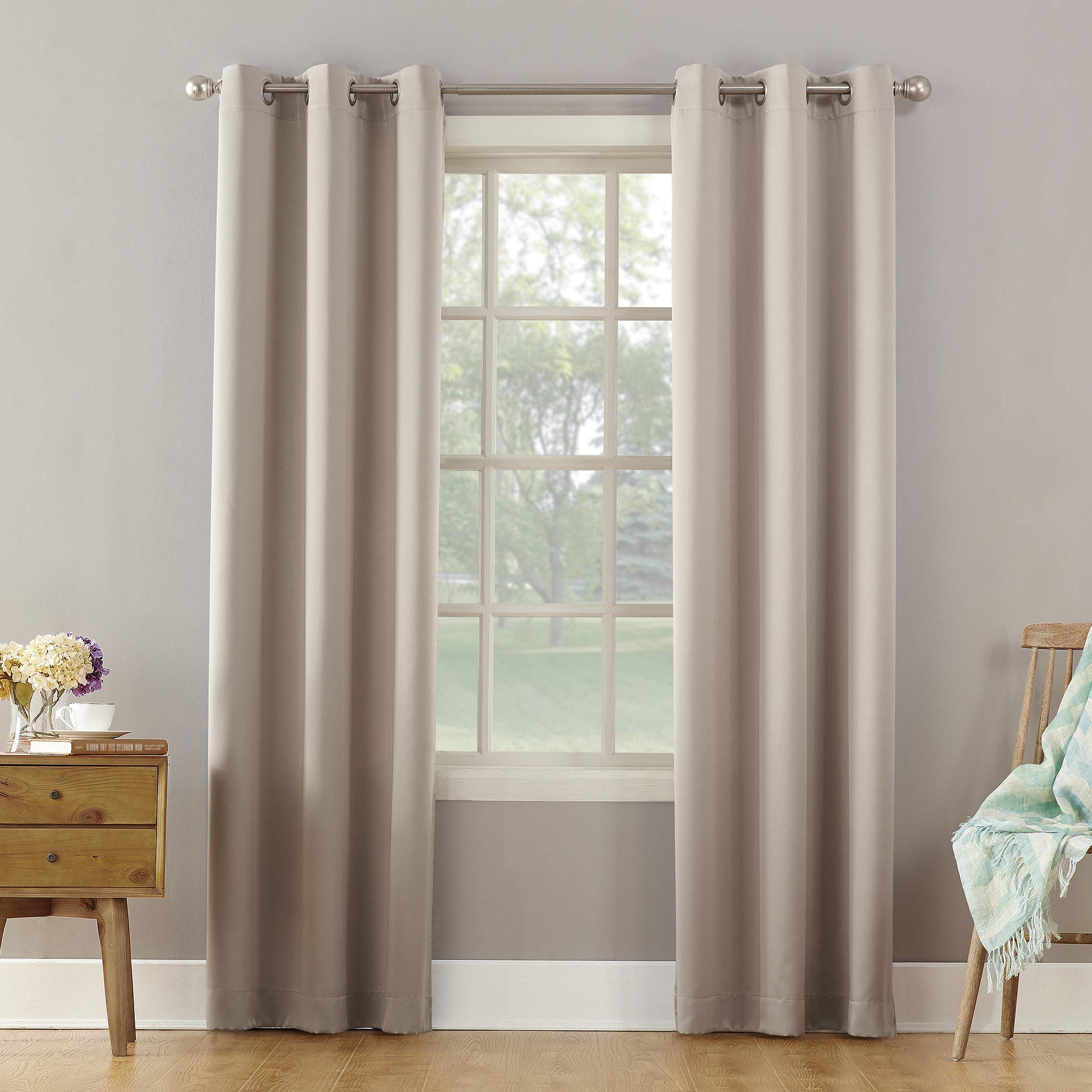 Sun Zero Becca Energy Efficient Grommet Curtain Panel, 40" x 84", Stone