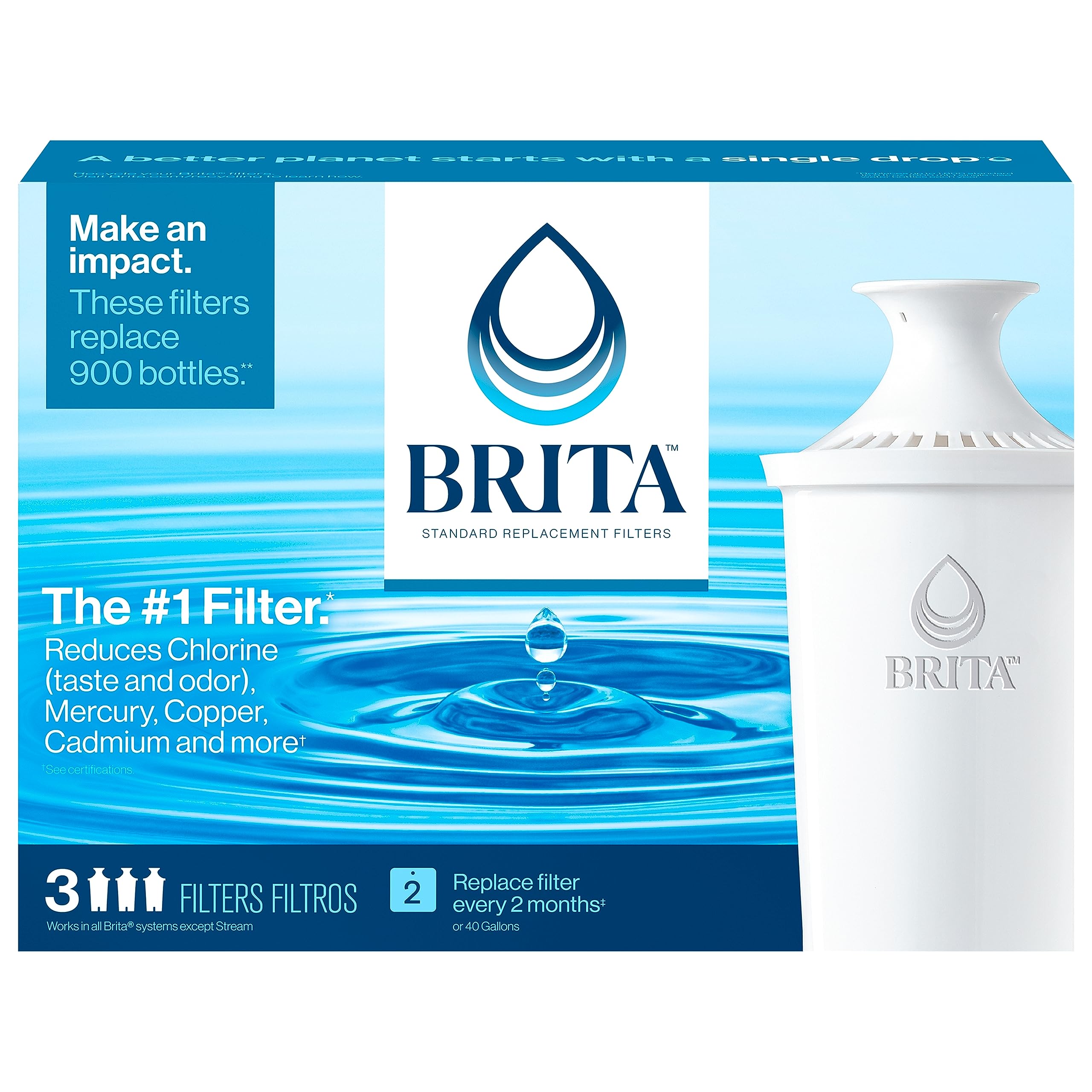 Brita Replacement Filters 3 Count (Advanced) White