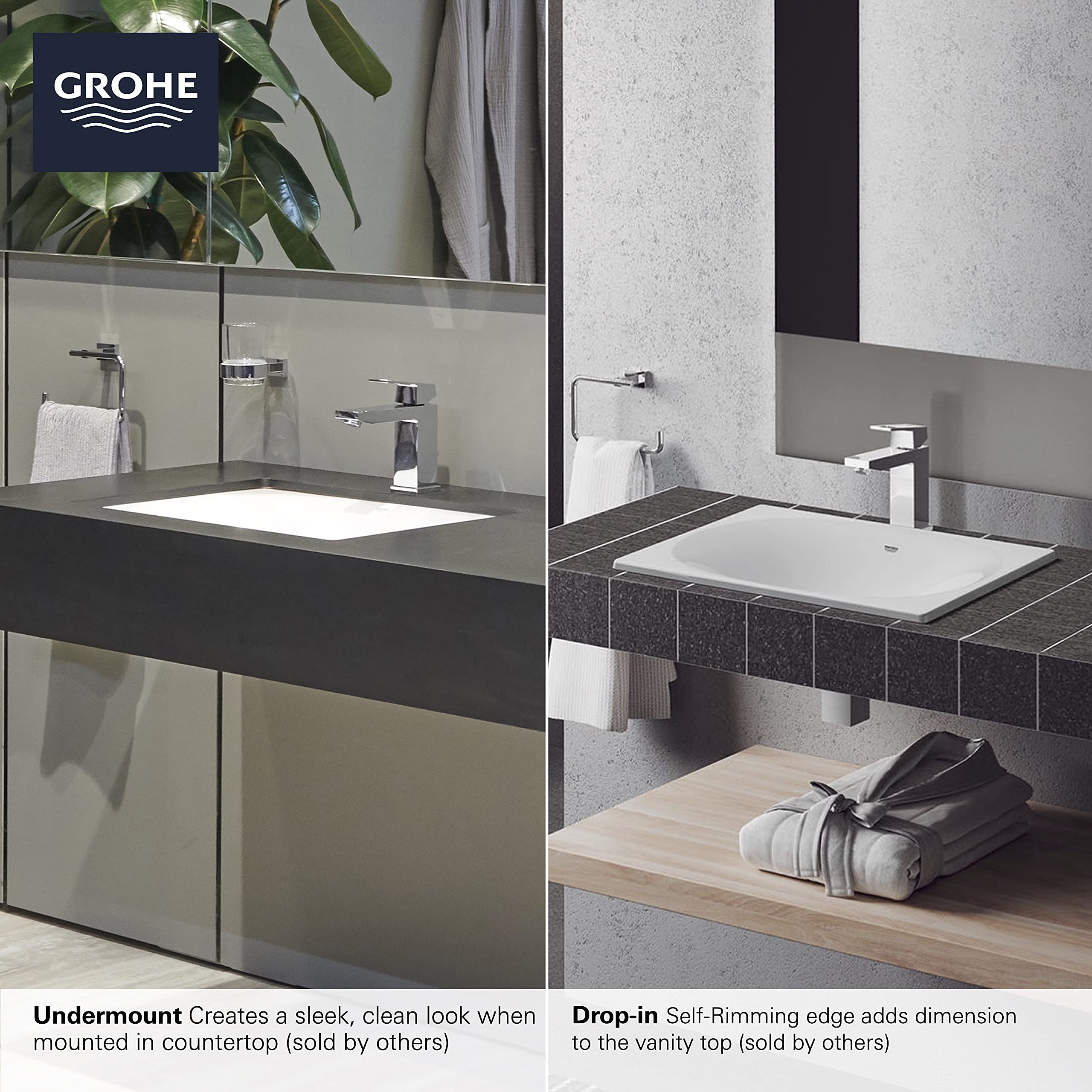 GROHE 39660000 Eurocube Bathroom Sink, Alpine White