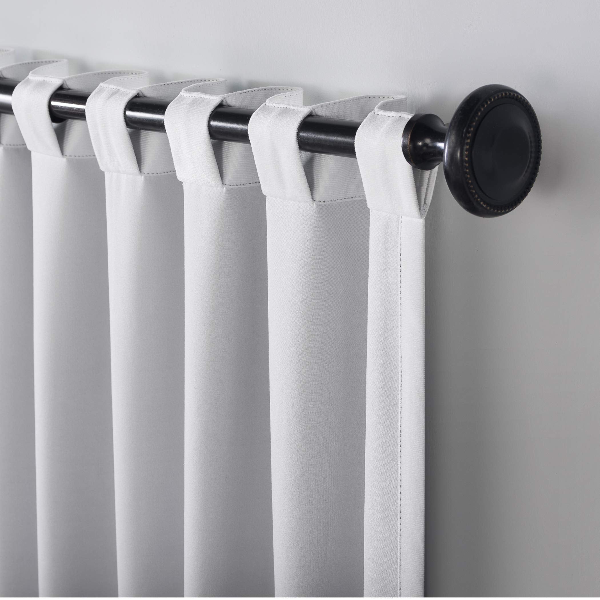 Sun Zero Hampshire Velvet Noise Reducing Thermal Extreme 100% Total Blackout Back Tab/Rod Pocket Curtain Panel, Pearl, 50"W x 108"L (1 Panel)