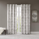 Sun Smart Total Blackout Curtain Victorio Printed Jacquard Grommet Top Single Window Curtain Panel Thermal Insulated Light Blocking Drape for Bedroom Living Room and Dorm 50 x 84 in, Grey