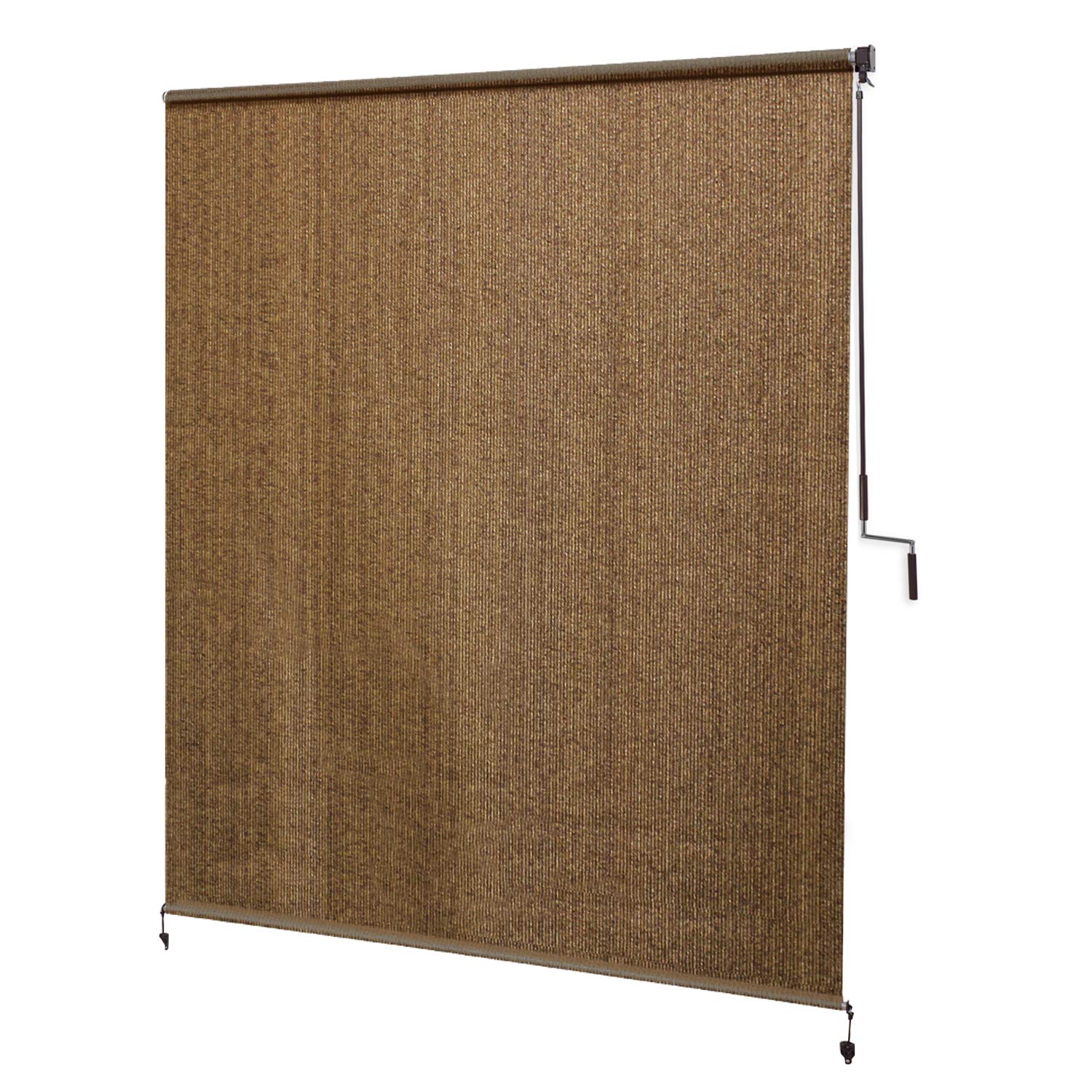 Coolaroo Exterior Roller Shade, Cordless Roller Shade with 95% UV Protection, No Valance, (6' W X 8' L), Walnut