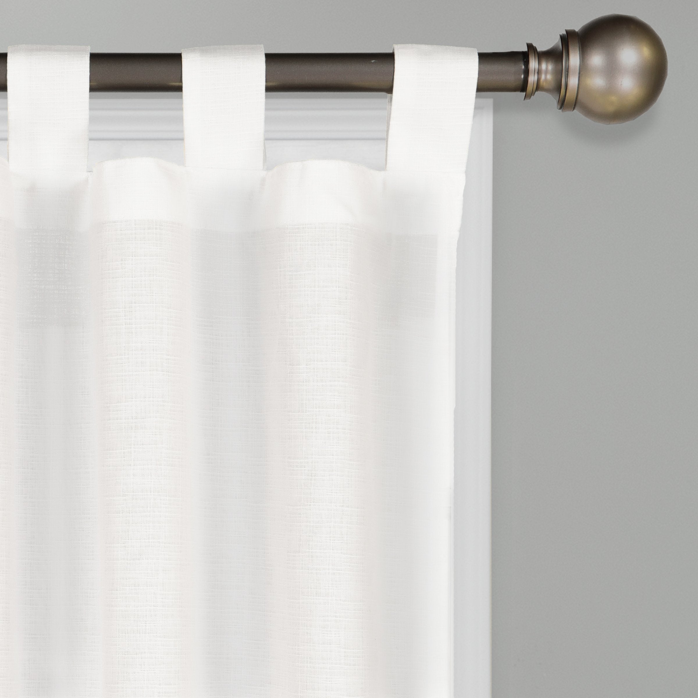 PAIRS TO GO Montana Modern Decorative Tab Top Window Curtains for Bedroom or Living Room (2 Panels), 30" x 95", White