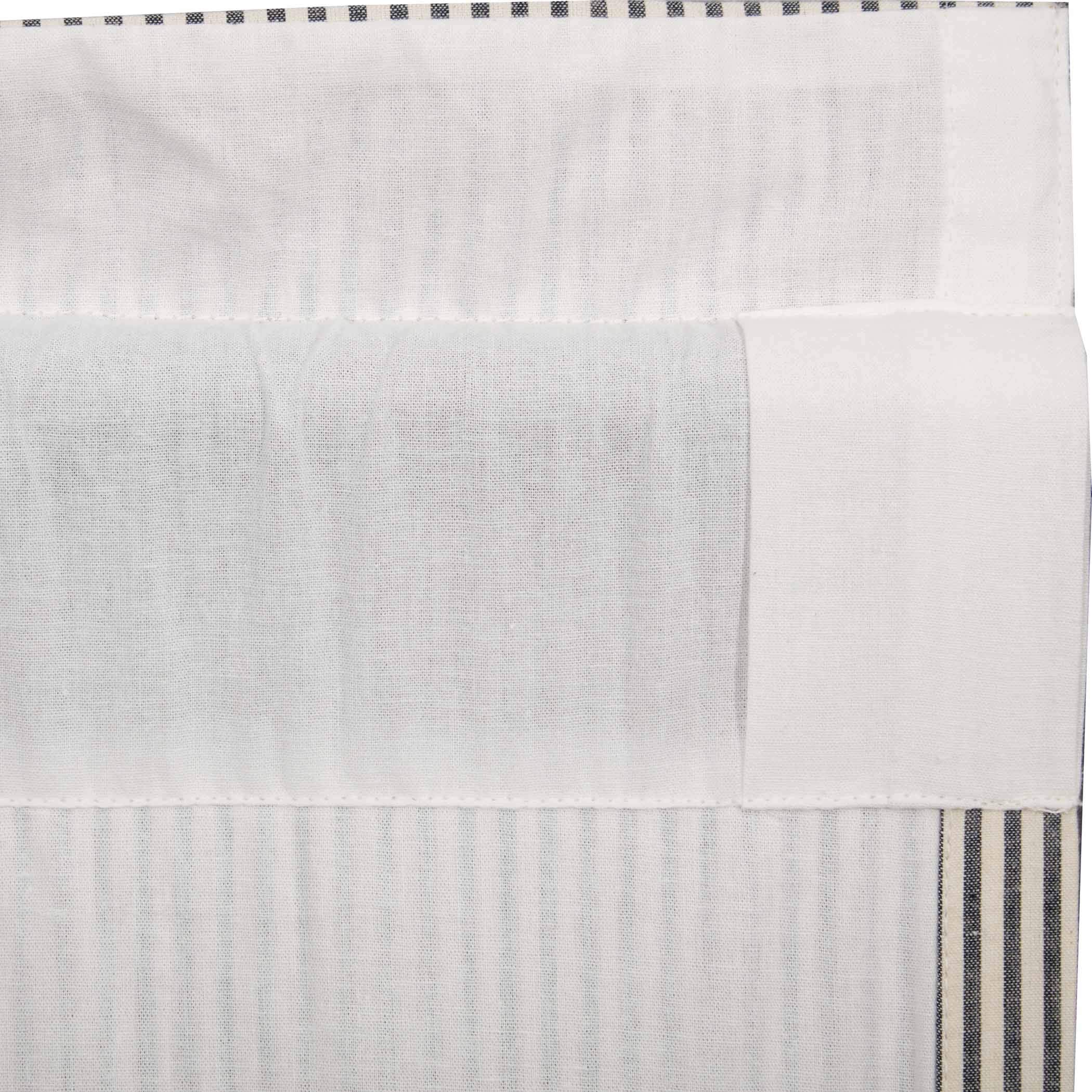 VHC Brands Hatteras Seersucker Ticking Striped Cotton Americana Curtains Rod Pocket Drawstring Ties Prairie Panel Pair, 84x36x18, Denim Blue