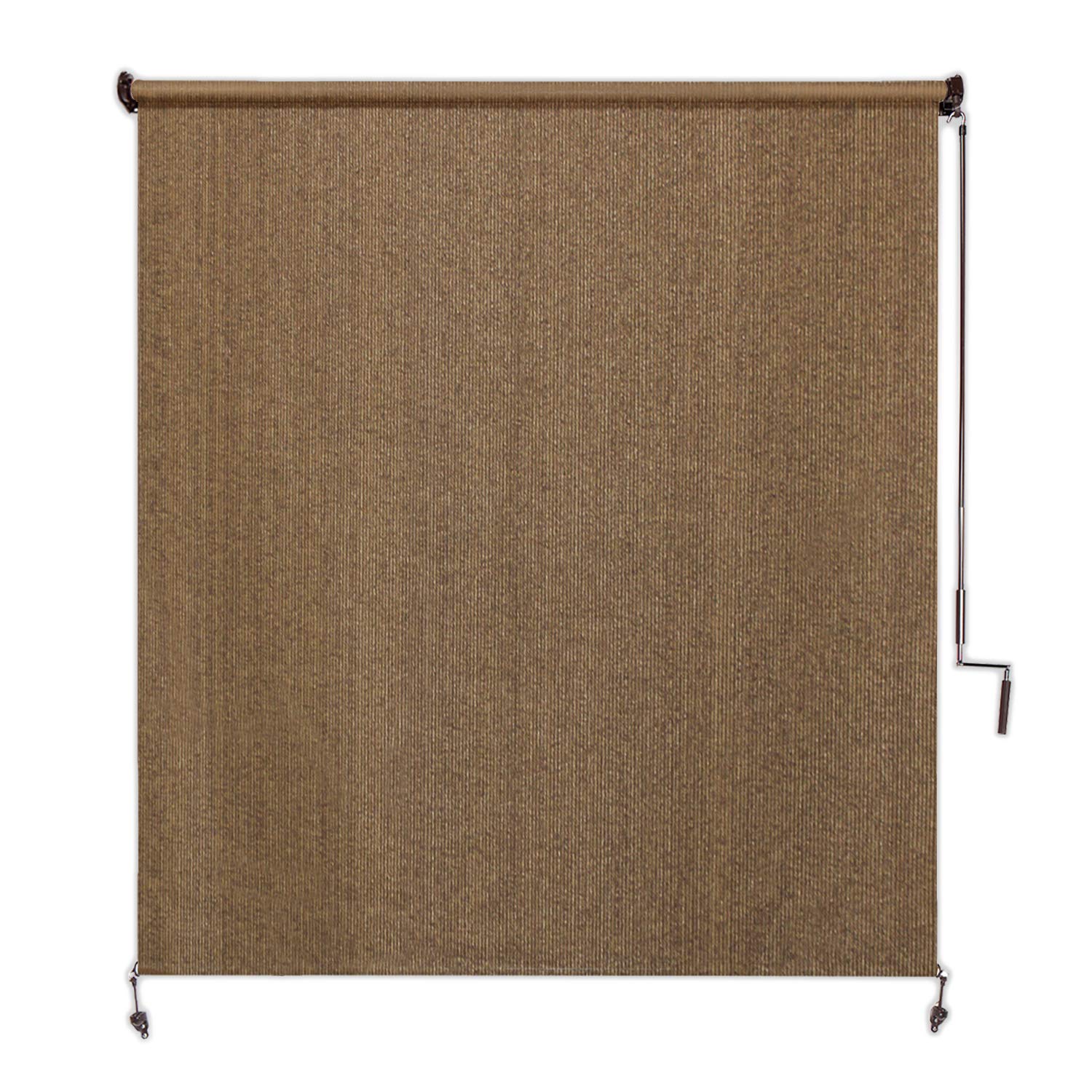 Coolaroo Exterior Roller Shade, Cordless Roller Shade with 95% UV Protection, No Valance, (6' W X 8' L), Walnut