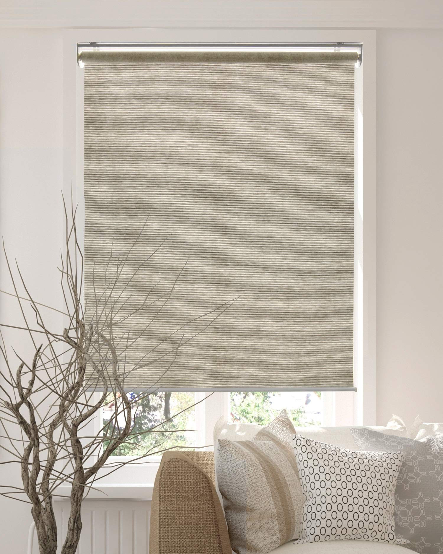 CHICOLOGY Roller Shades , Cordless Blinds , Window Shades for Home , Roller Window Shades , Window Treatments , Door Blinds , Light Filtering Shades , Felton Sand (Natural Woven) , 27"W X 72"H