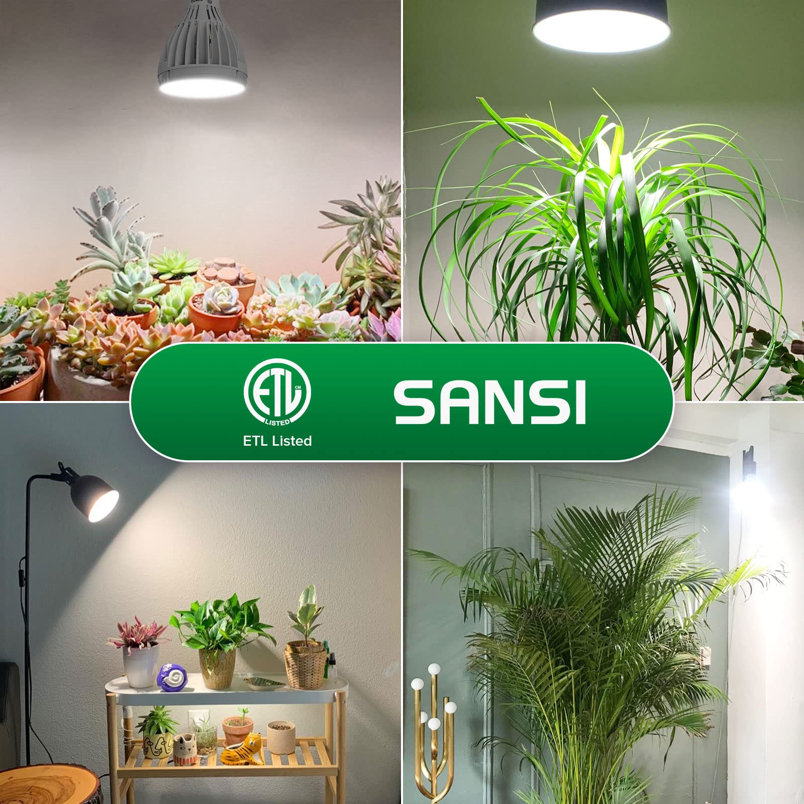 SANSI Upgraded 24W Grow Light Bulb for Seeds and Greens, 300W Equivalent Full Spectrum LED Grow Bulb for Indoor Plants, Grow Lamp with Optical Lens for High PPFD, 4000K Daylight Plant Lights