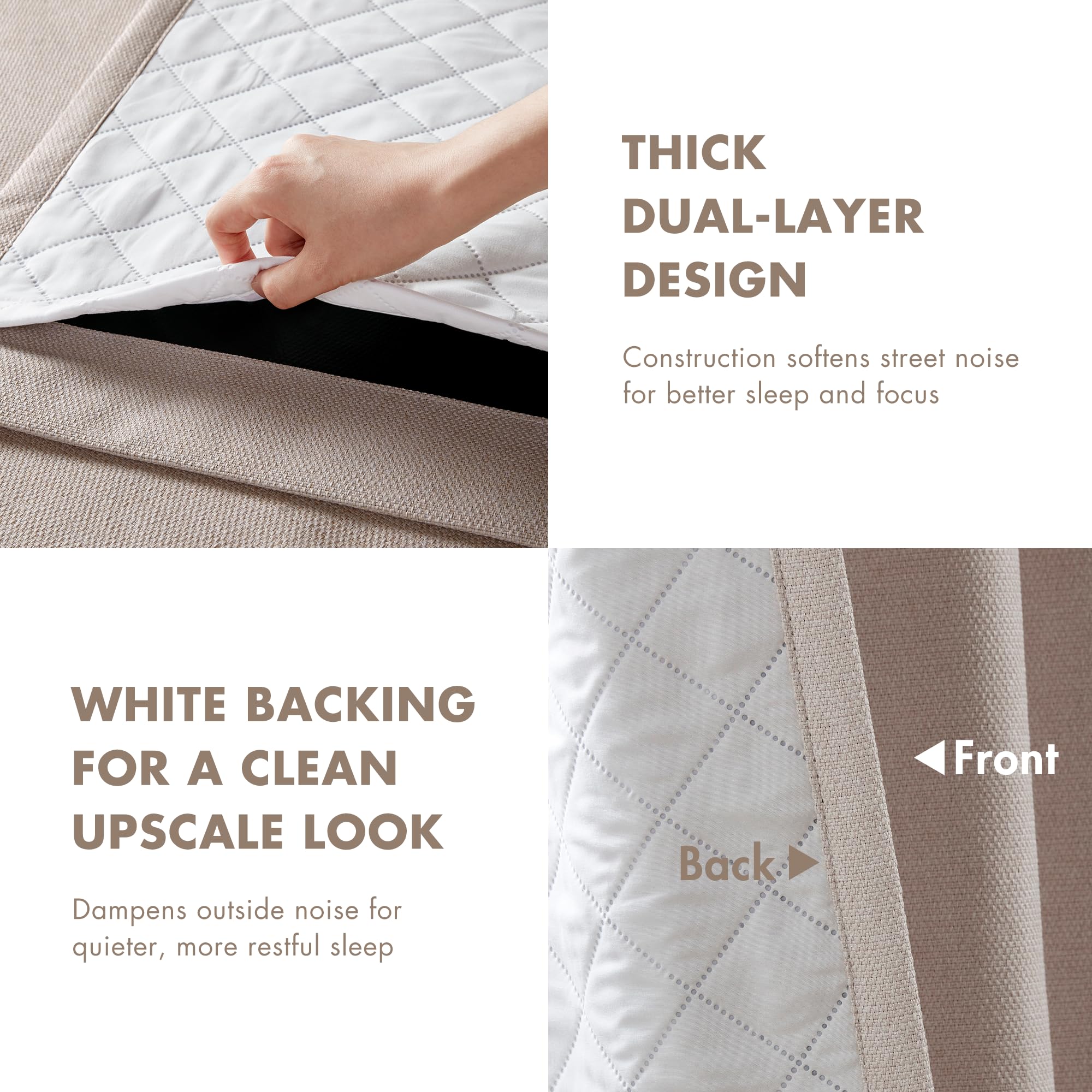 Madison Park Karien 100% Blackout Curtains 52x84 – Linen, 2-Layer Noise Blocking & Energy Smart Thermal Window Panel Pair with Rod Pocket/Back Tab