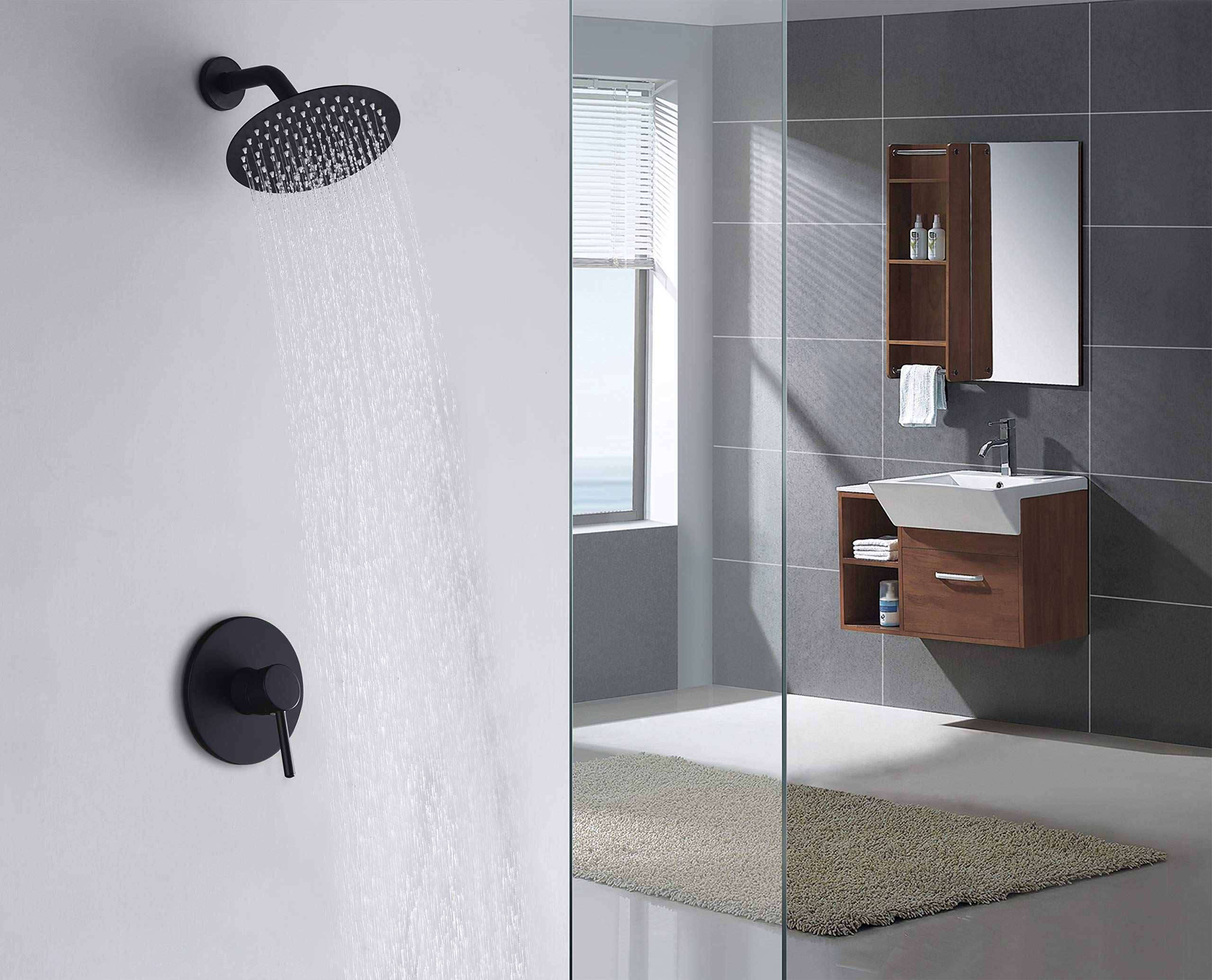 sumerain Black Shower Faucet, Matte Black Shower Fixtures Shower Mixer, Rough-in Valve Included