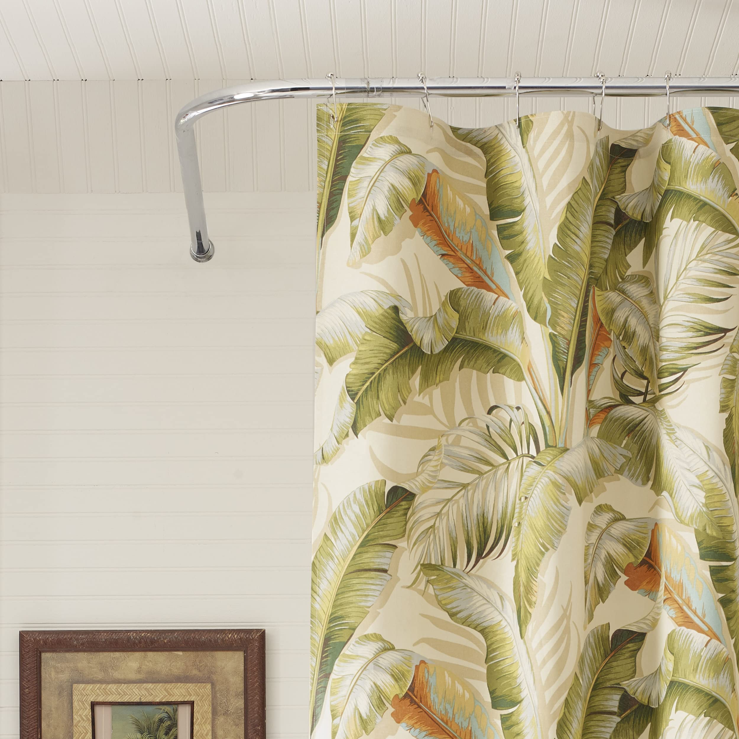 Tommy Bahama - Fabric Shower Curtain, Stylish Striped Bathroom Decor, Hook Holes Top (Palmiers Green, 72" x 72")