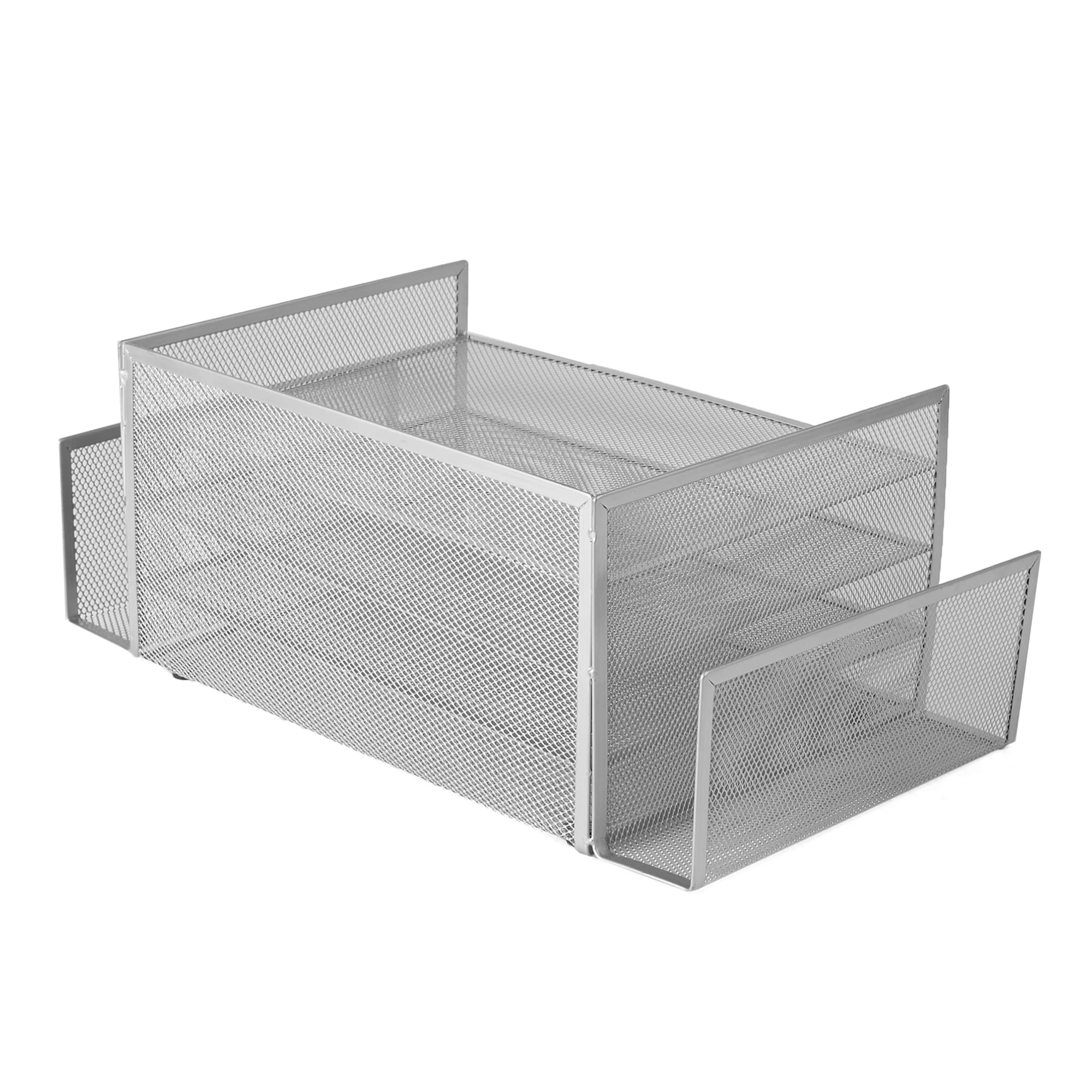 Mind Reader Desktop Organizer, File Storage, Paper Tray, Workspace, Office, Metal Mesh, 16.75"L x 9.15"W x 6"H, Silver