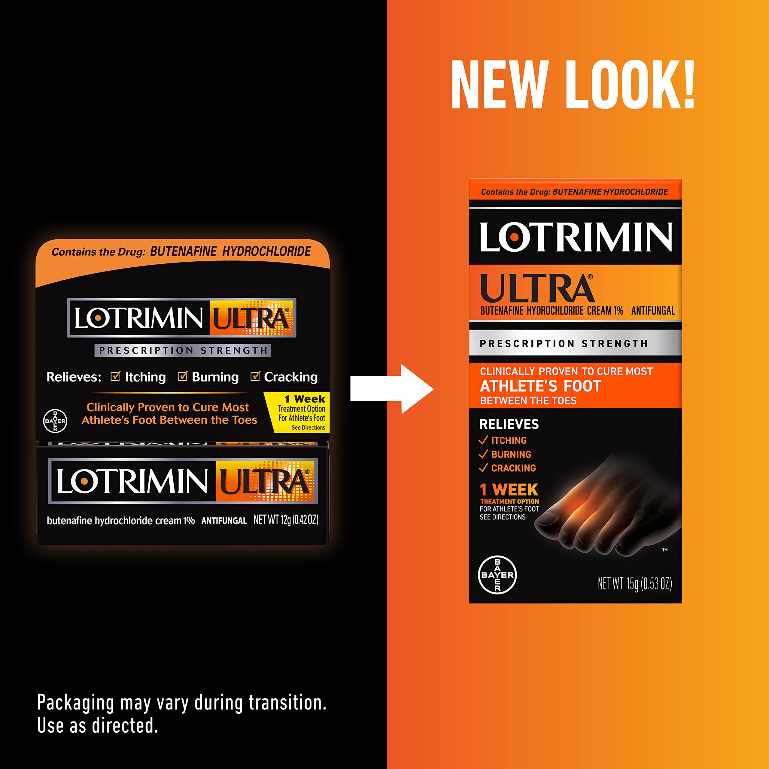 Lotrimin Ultra 1 Week Athlete's Foot Treatment, Prescription Strength Butenafine Hydrochloride 1%, Cures Most Athlete’s Foot Between Toes, Cream, 53 Ounce (15 Grams) (Packaging May Vary)