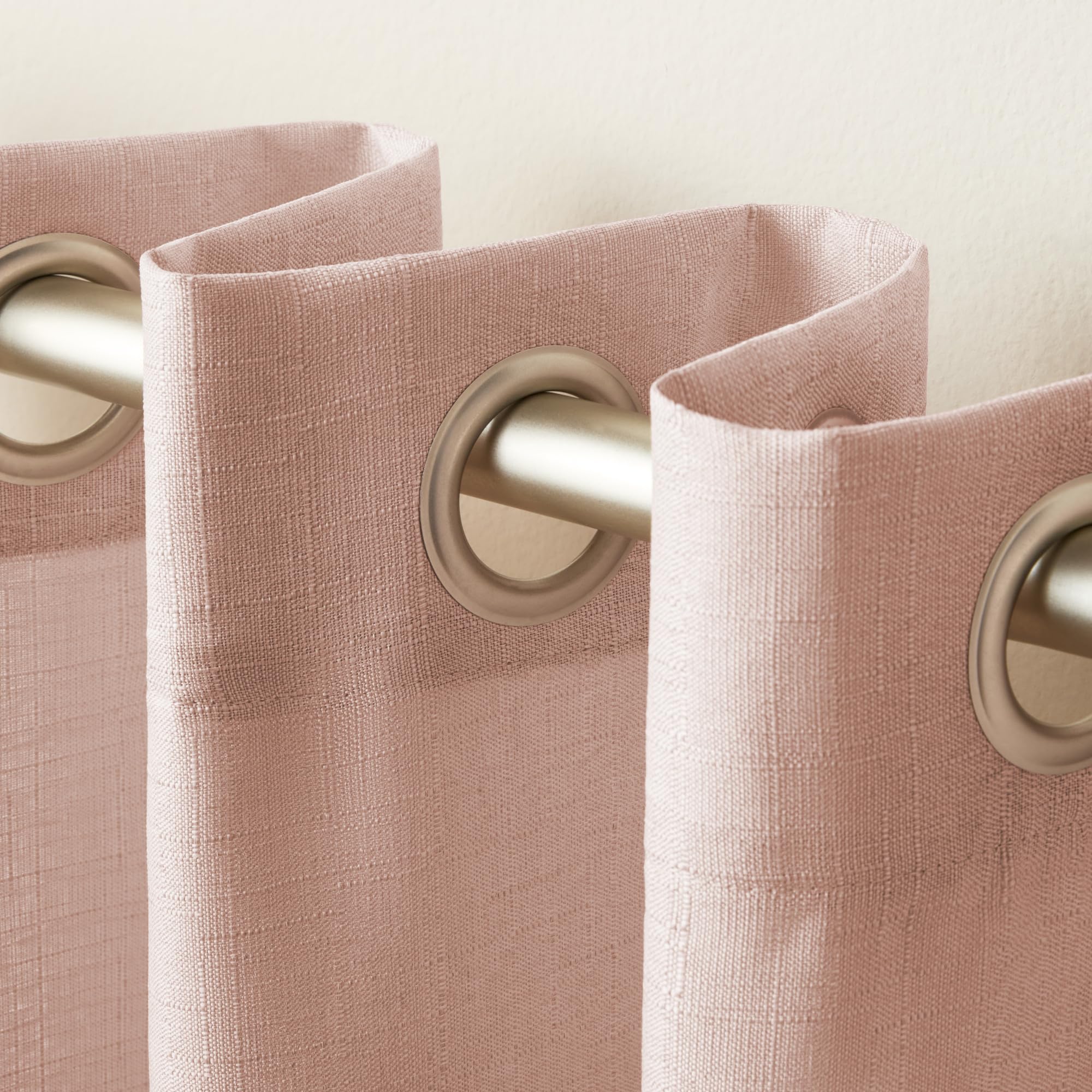 Exclusive Home Loha Linen Grommet Top Curtain Panel Pair, 54"x84", Blush